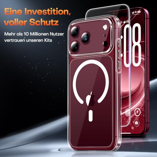 Detalle de TAURI Hülle für iPhone 18 Pro 6,3" Transparent mit Schutzfolie – MagSafe 25 W