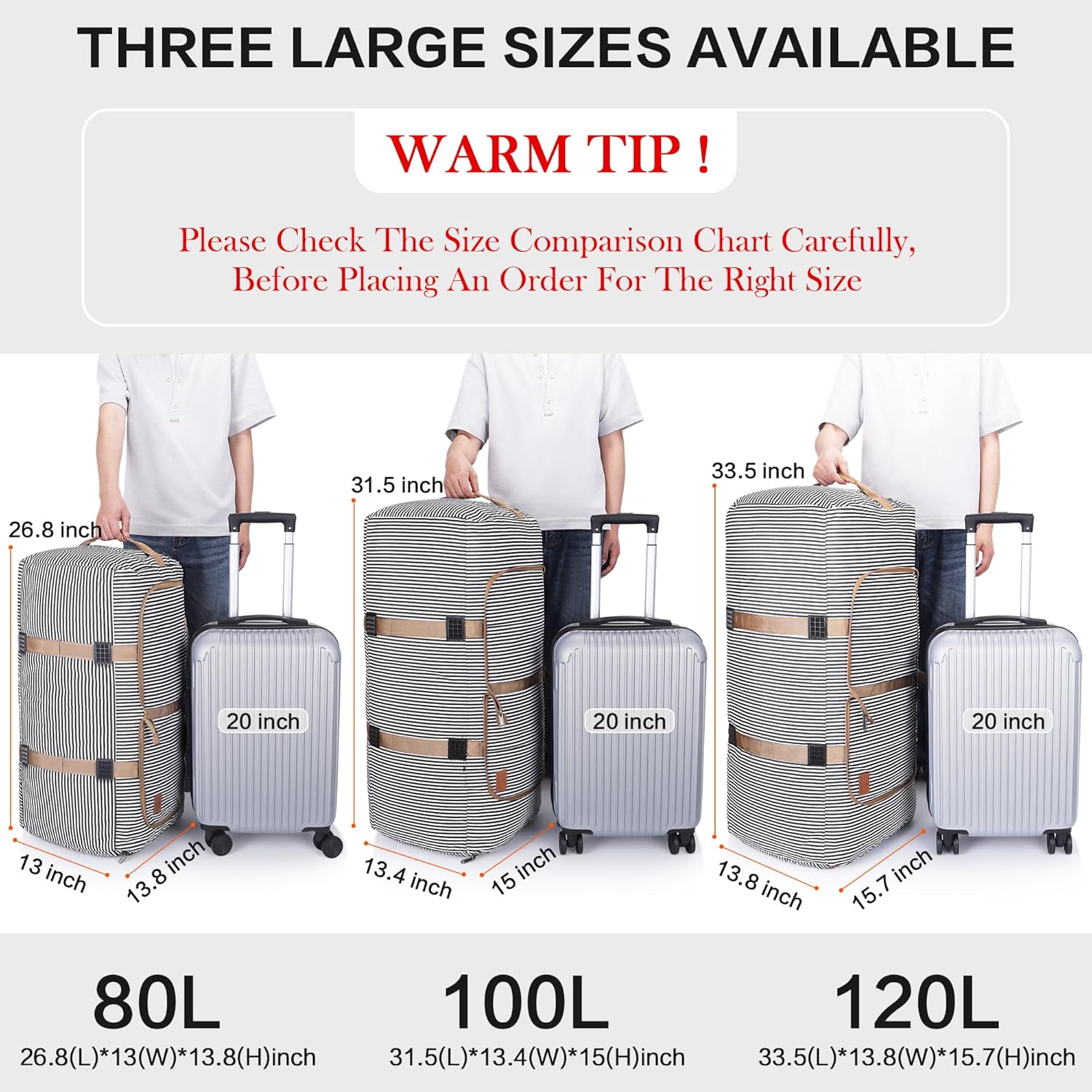 Detalle de VS VOGSHOW Travel Duffle Bag 80L Foldable Holdall – Lightweight, Spacious and Practical