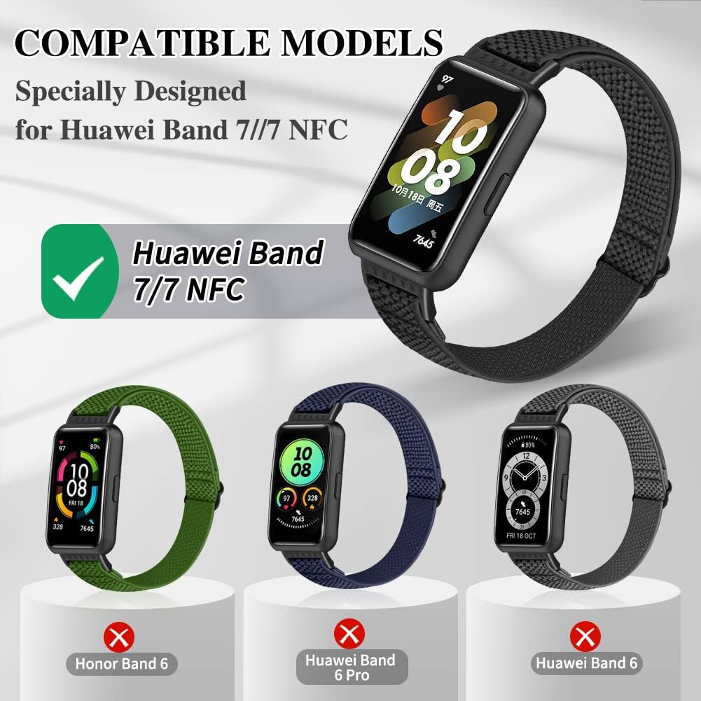 Thumbnail 4 de Huamanlou 2er-Pack elastisches Nylon-Uhrenarmband für Huawei Band 7 / 7 NFC (verstellbar, Schnellverschluss)