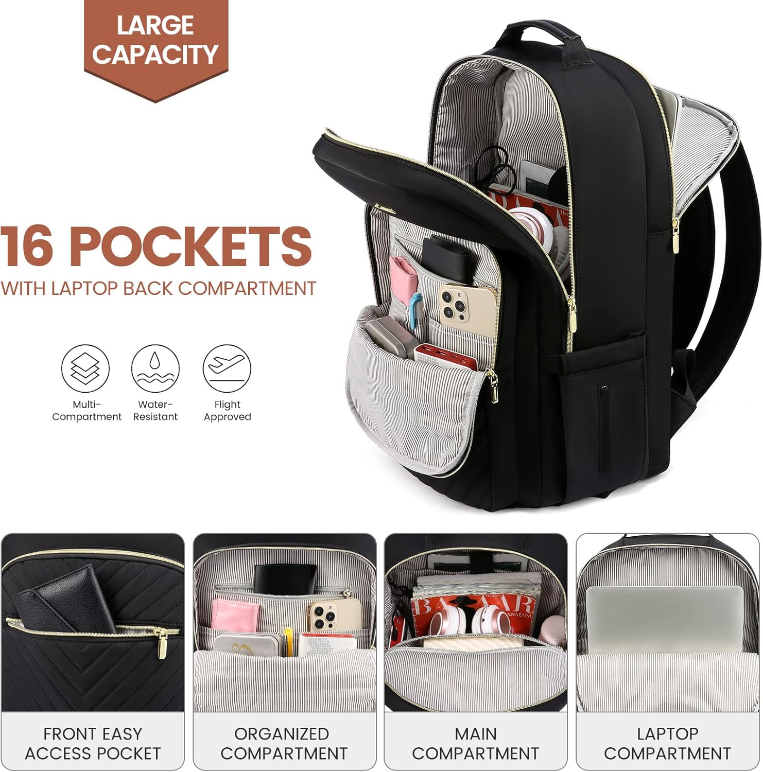 Detalle 2 de LOVEVOOK Laptop Rucksack Damen 14-15,6 Zoll