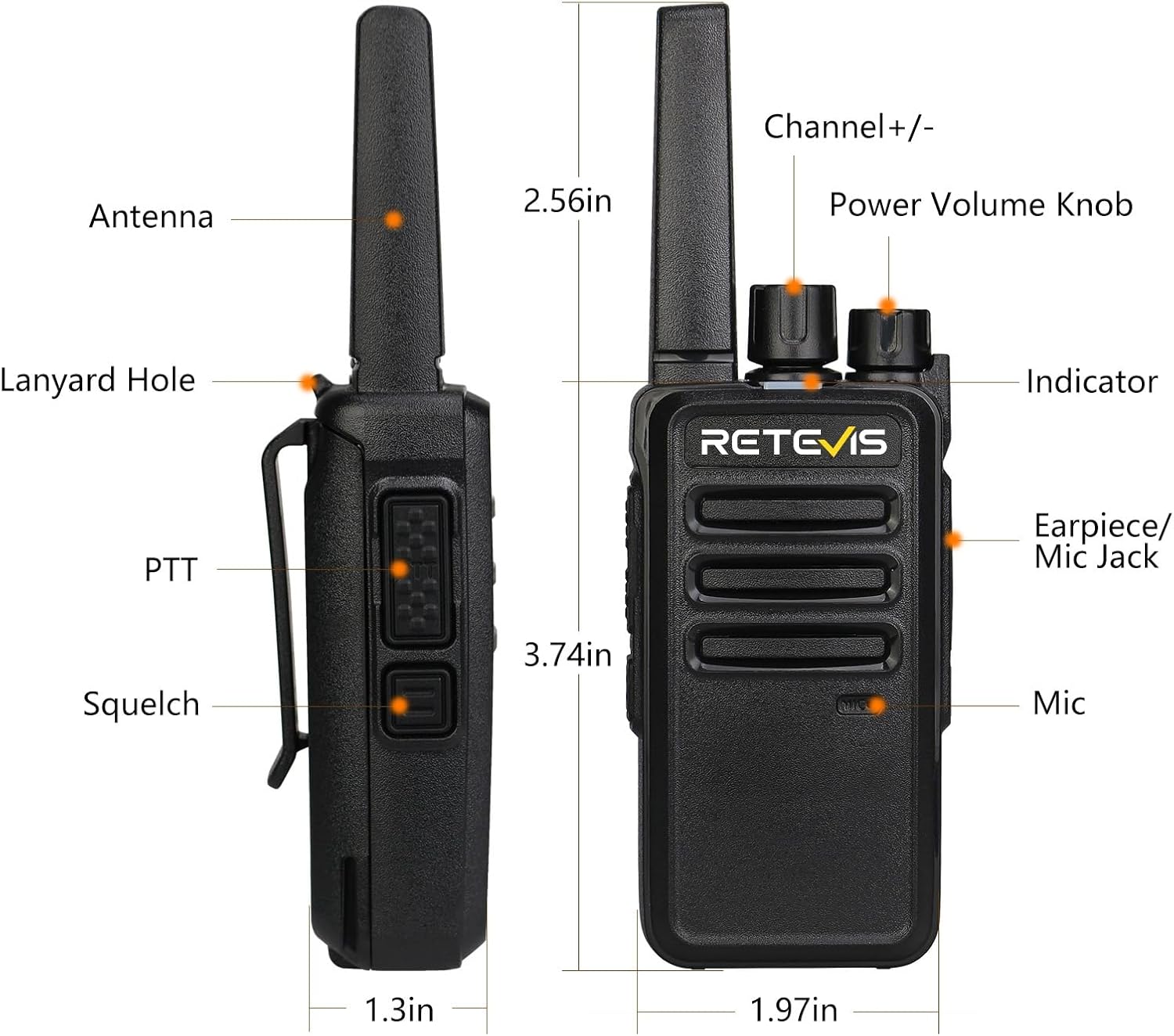 Detalle 2 de Retevis RT68 Two Way Radio Long Range Walkie Talkies (10 Pack)