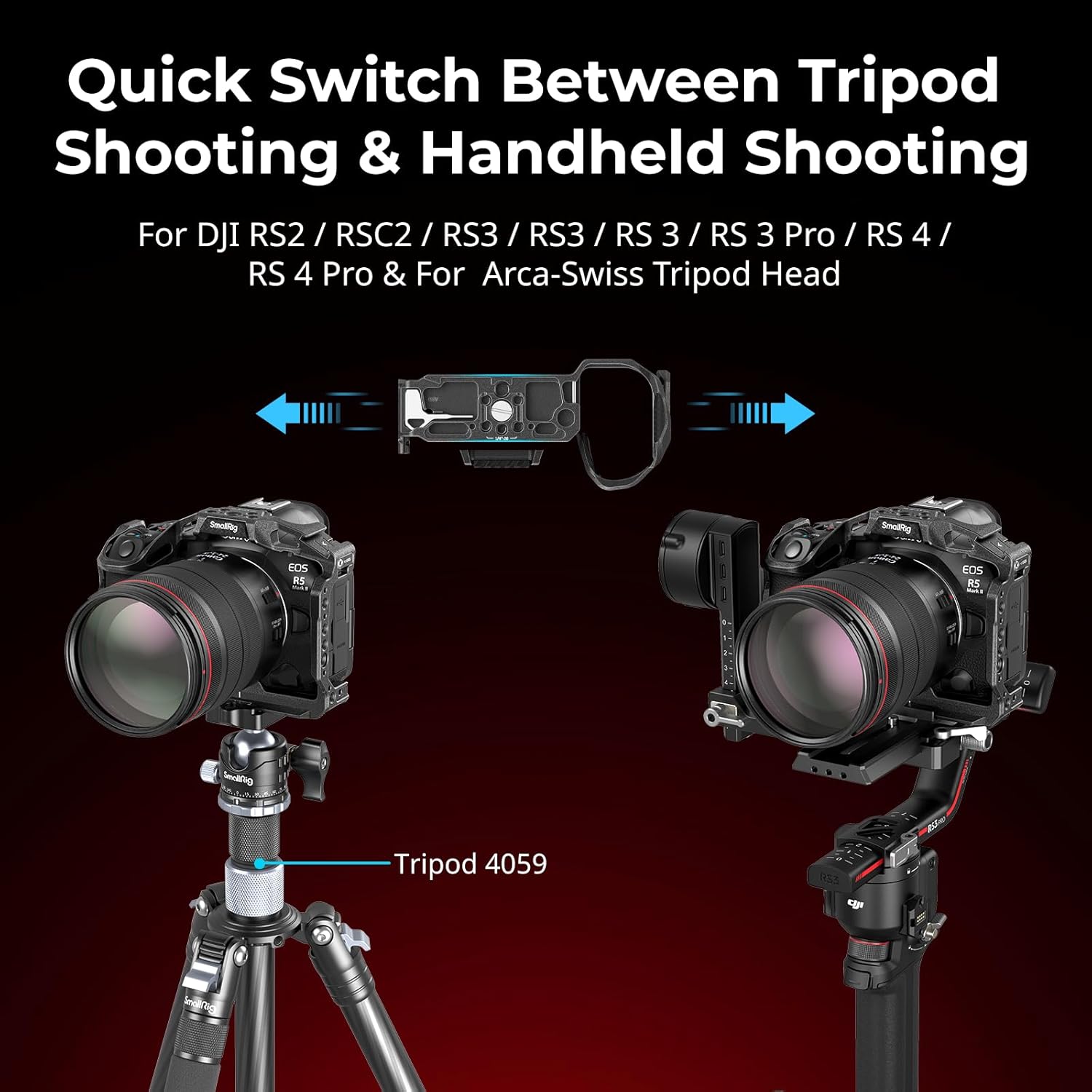 Thumbnail 4 de SmallRig „Black Mamba“ Kamerakäfig-Set 4976 für Canon EOS R5 Mark II (mit Griff oben, HawkLock-Kaltschuh)
