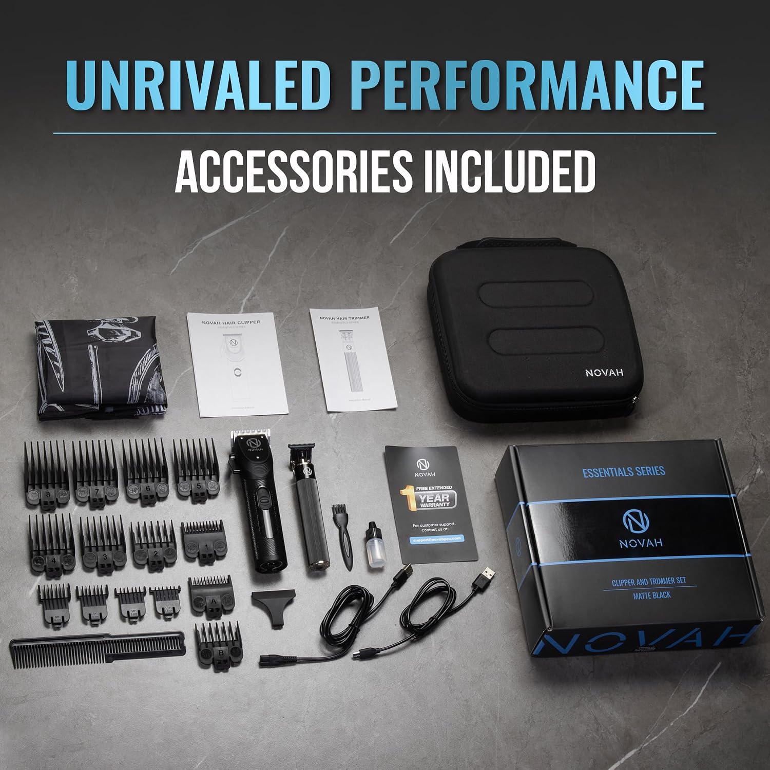 Thumbnail 6 de Novah Professional Hair Clippers for Men Cordless Barber Kit (23-Piece Fade & Trim Set)