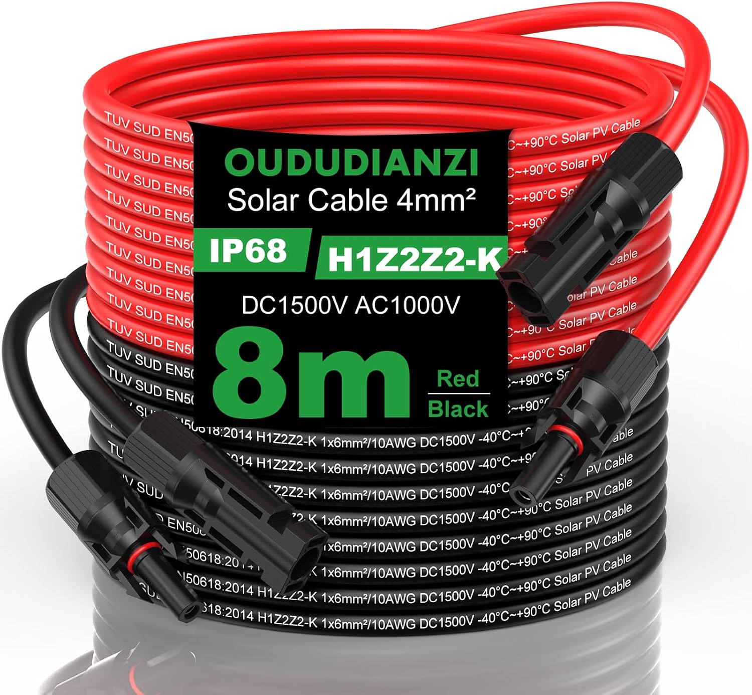 Detalle de Oududianzi Solarkabel 4mm2/6mm2 – PV Kabel mit Solarstecker, Verlängerung 1–30 m