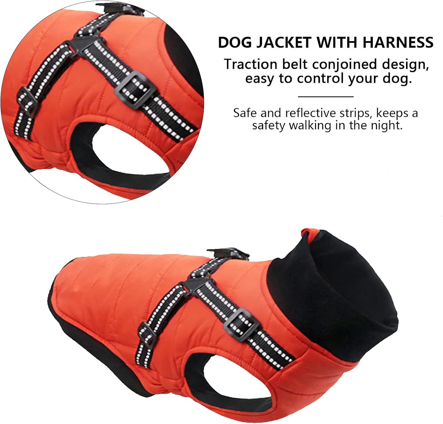 Thumbnail 3 de Morezi dog coat with harness (warm, reflective) – Orange, L