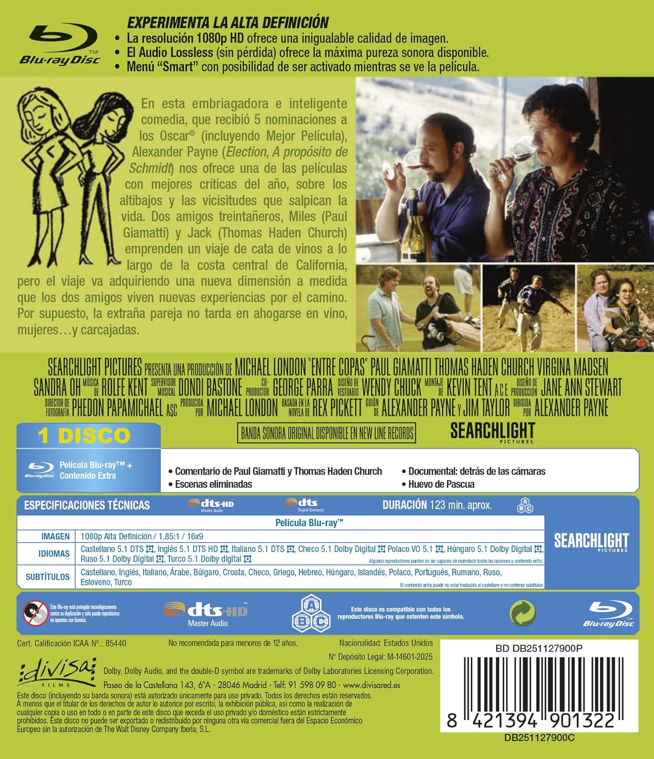 Thumbnail 1 de Divisa HV Entre Copas Sideways Blu-ray 2004