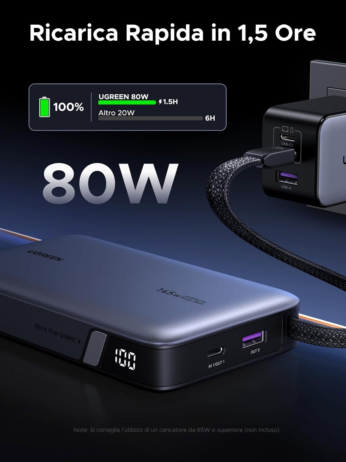 Thumbnail 6 de UGREEN Nexode Power Bank 20000mAh 145W con cavo USB-C integrato