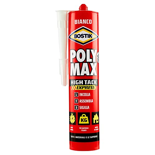 Detalle de Bostik Poly Max High Tack Express D6118: Colla di Montaggio e Sigillante Universale, Bianco, 440 g