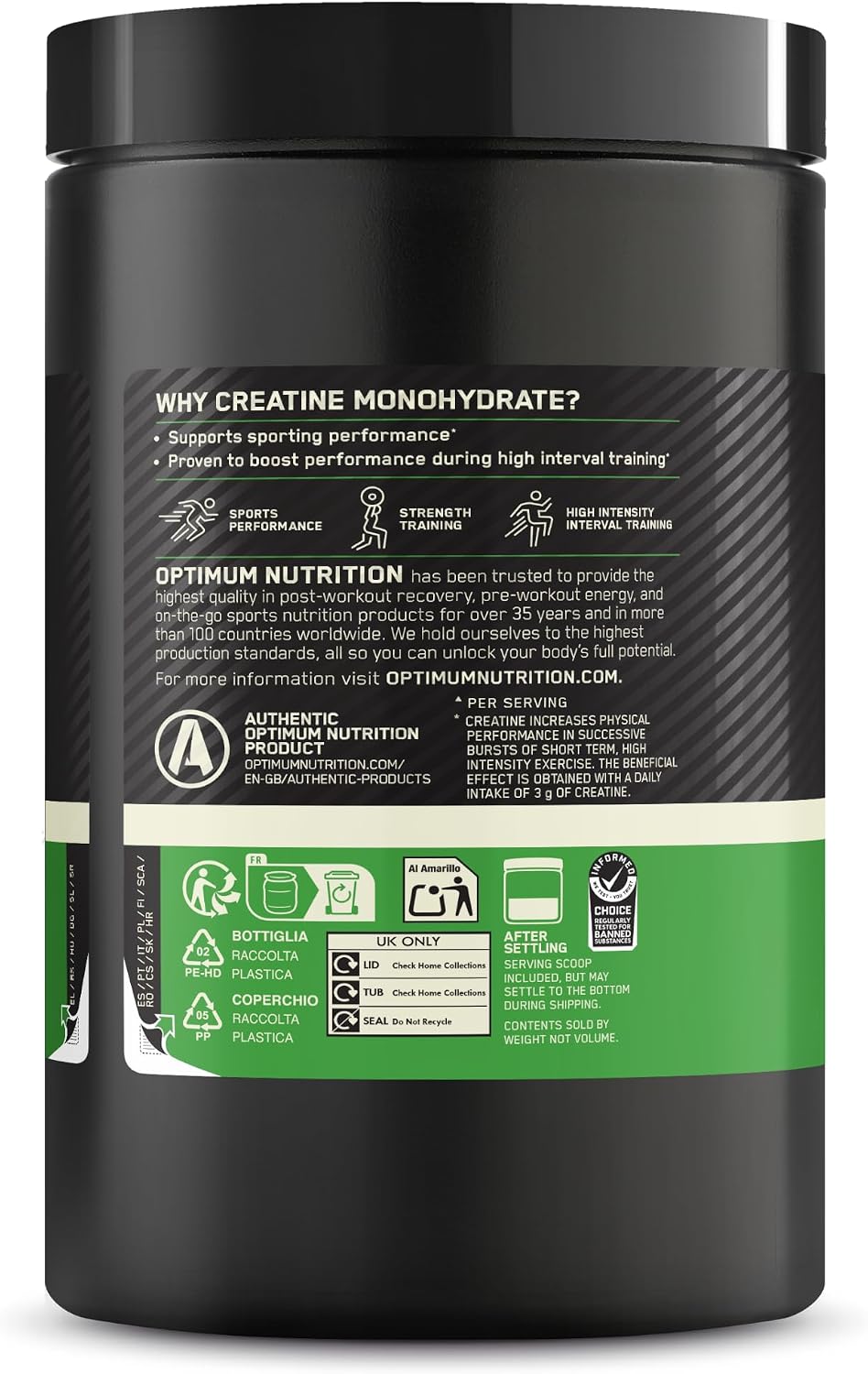 Detalle de Optimum Nutrition Mikronisiertes Kreatin Pulver, geschmacksneutral – 634 g (186 Portionen)
