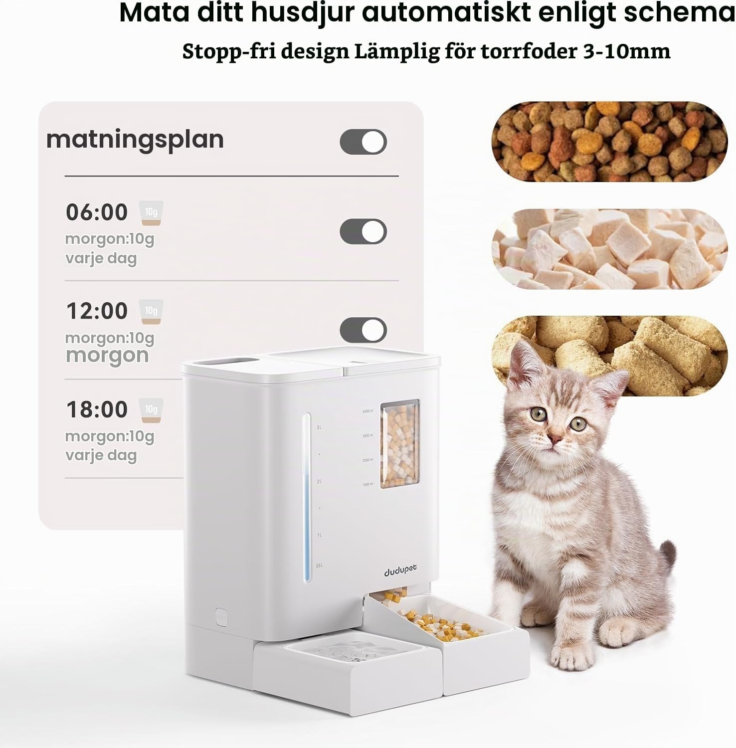 Thumbnail 1 de DUDUPET automatisk foderautomat och vattenautomat 2-i-1 med appstyrning, 5 L/4 L