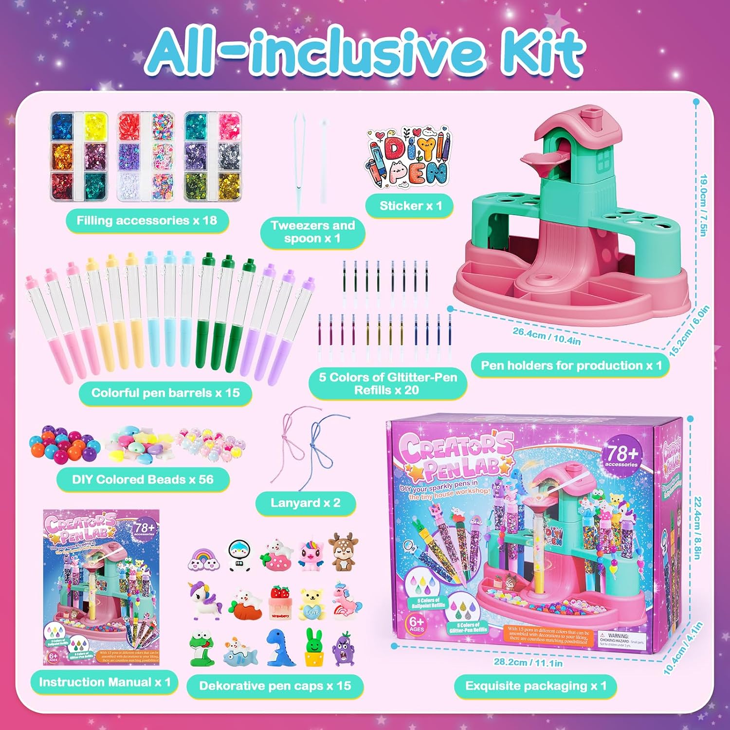 Detalle de Highttoy Pen Making Kit for Kids Aged 6-12 — Creative DIY Pen Lab with 78+ Accessories