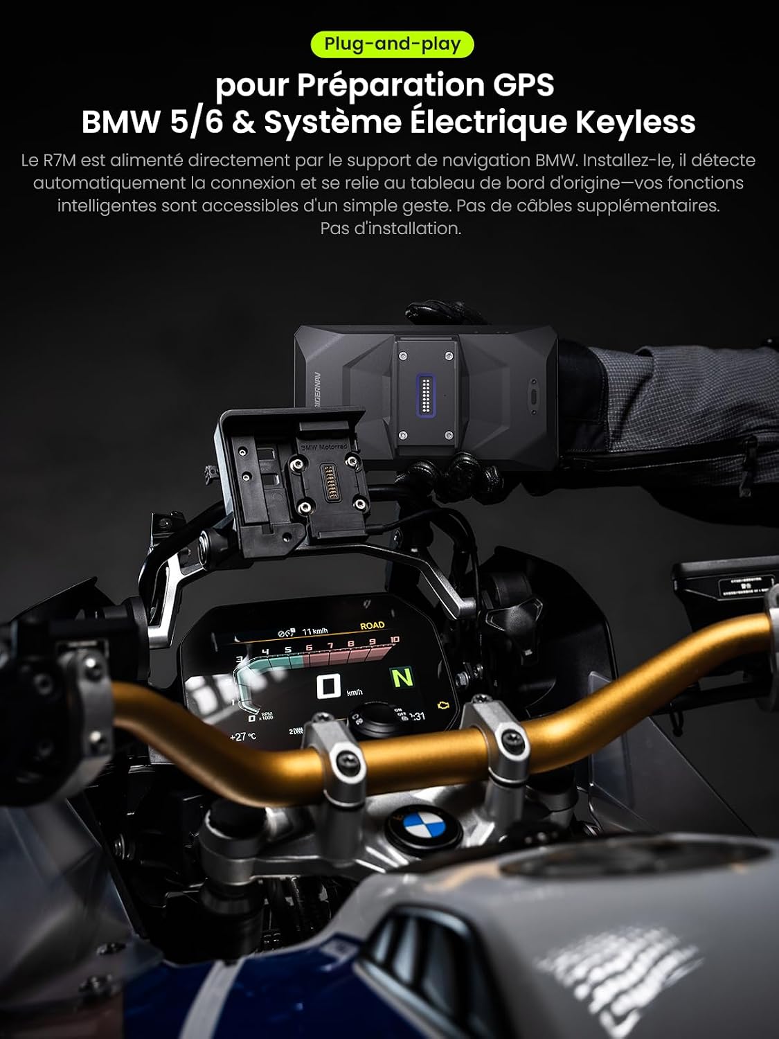 Thumbnail 1 de RiderNav R7M 7" CarPlay et Android Auto sans fil pour motos BMW (Nav Prep 5/6)