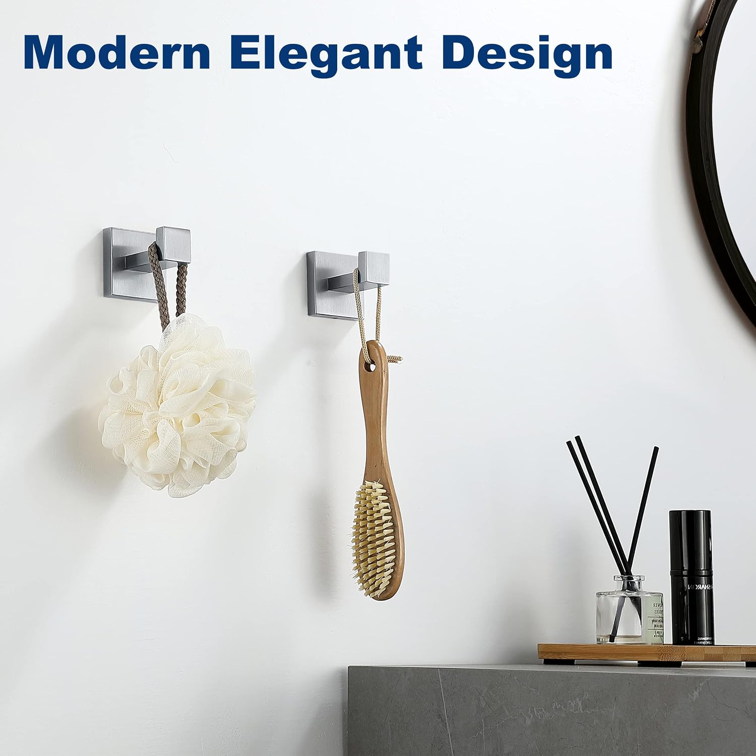 Thumbnail 2 de Delarkusi Brushed Nickel Wall-Mounted Towel Hooks, SUS304 Steel, 4-Pack