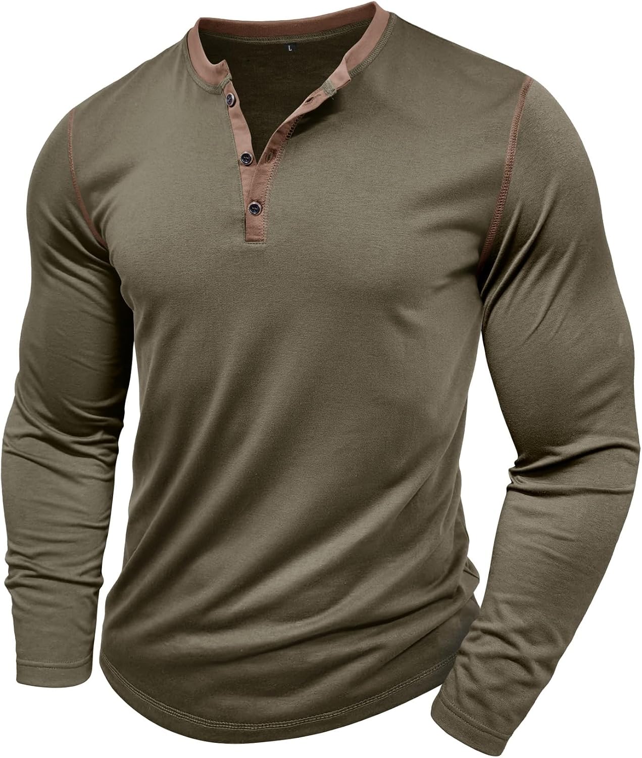 Detalle de Rodawu Henley Langarmshirt mit V-Ausschnitt