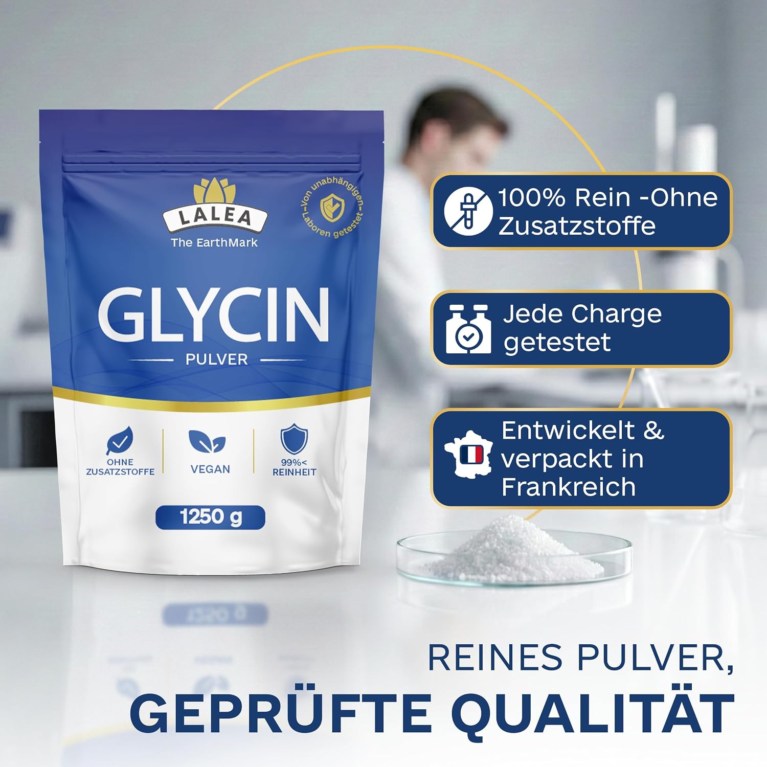 Detalle 2 de LALEA Glycin Pulver 500g – 100% reines L-Glycin, vegan, hochlöslich – Schlaf, Gelenke & Haut unterstützen