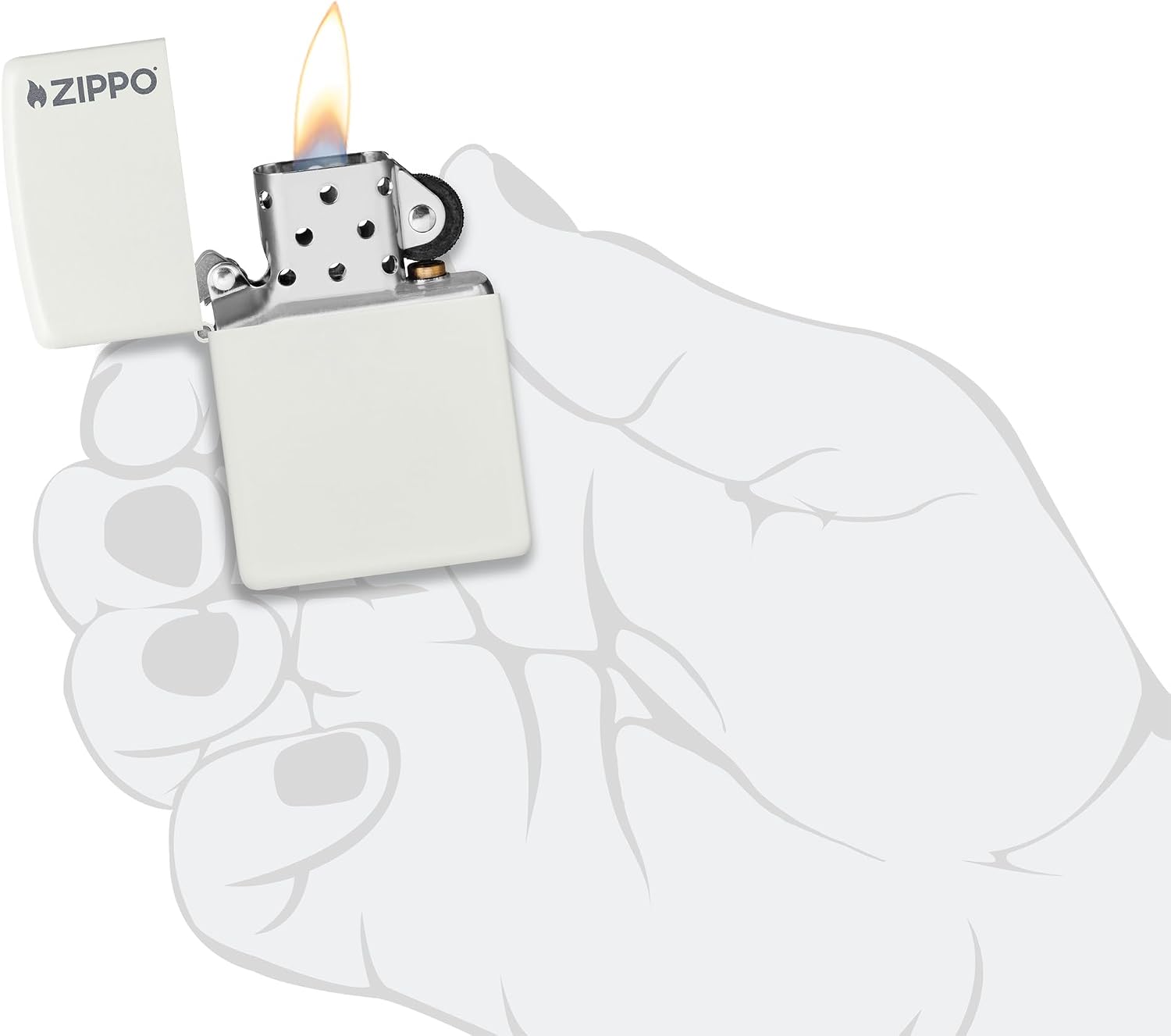 Detalle 1 de Zippo Model Podstawowy – zapalniczka sztormowa, biała matowa z kolorowym nadrukiem