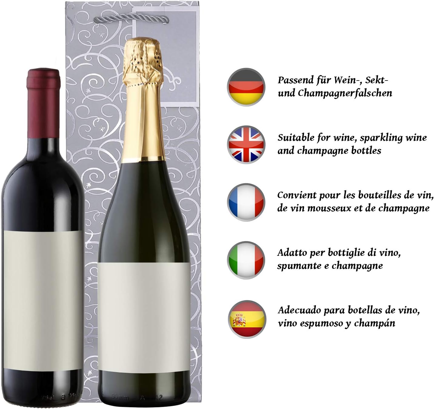 Detalle 2 de DonDon sacchetti regalo per vino 10 pezzi
