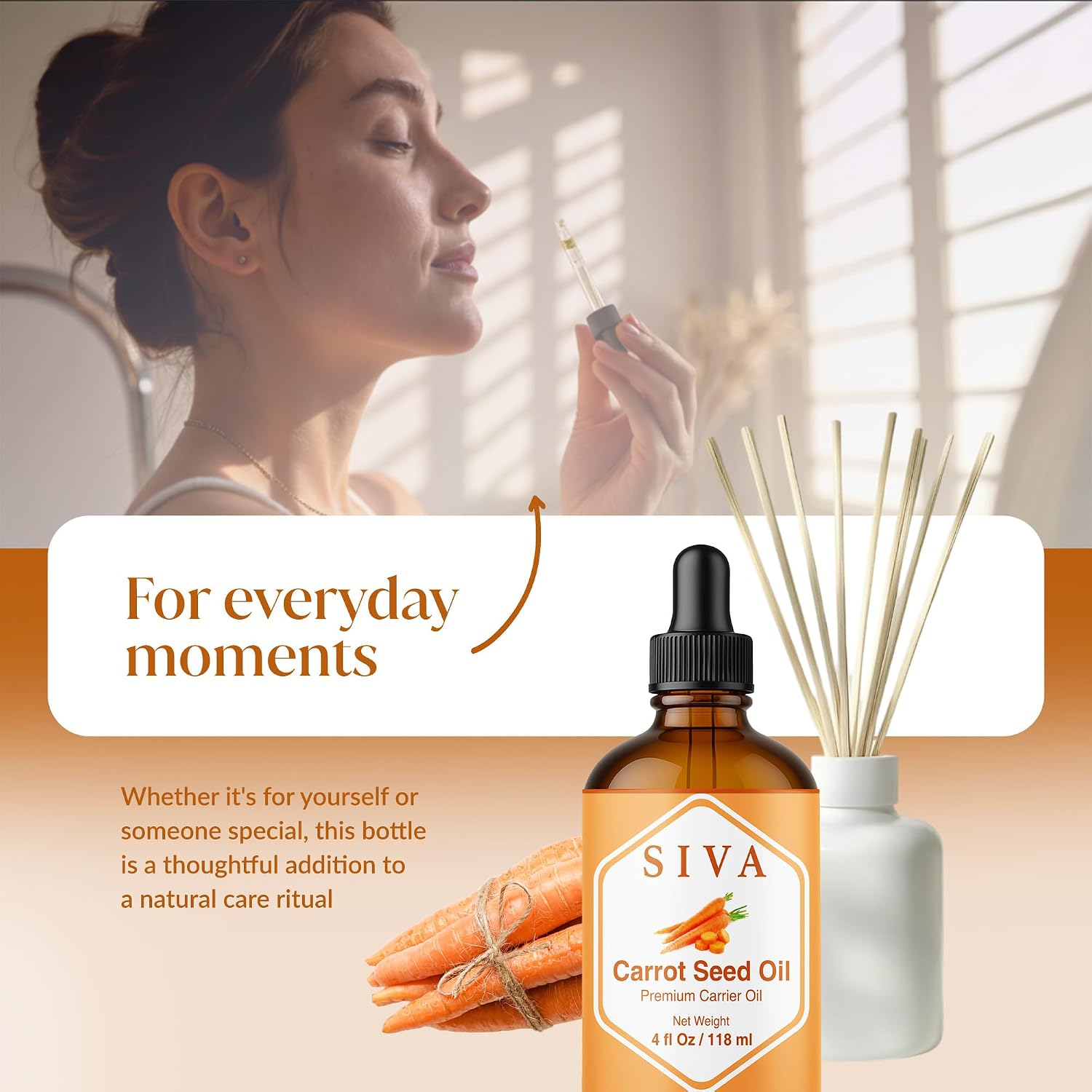 Thumbnail 6 de SIVA Carrot Seed Carrier Oil, 4 fl oz Amber Glass Dropper Bottle