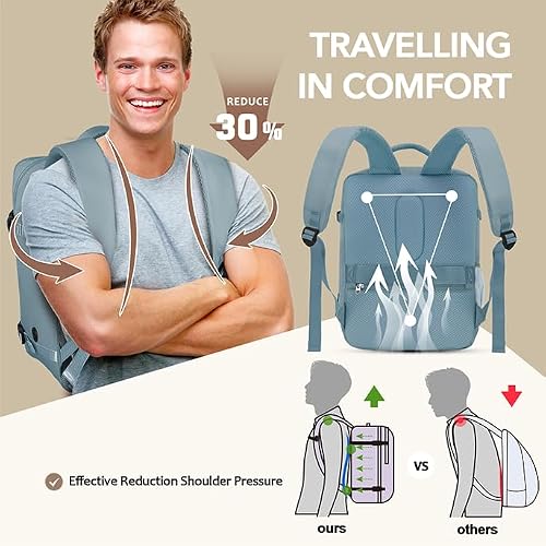 Detalle de Xkdoai 40x30x20cm Cabin Backpack with 180° Opening and Bottle Holder