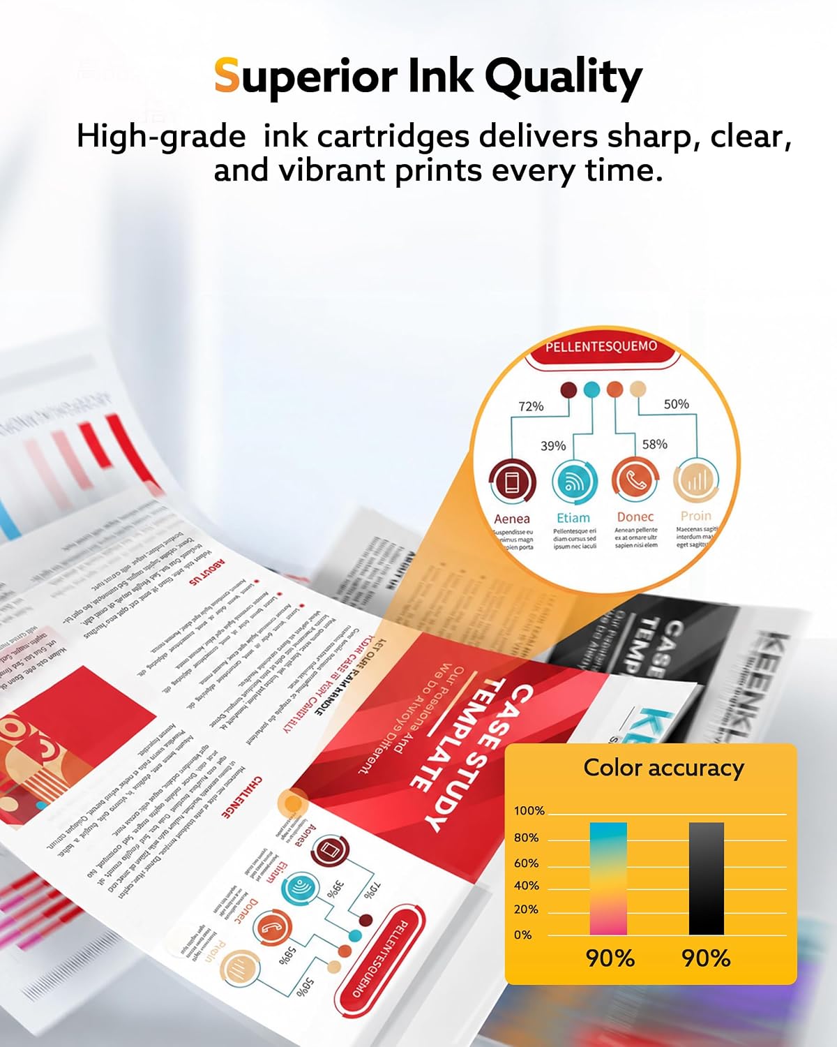Detalle de KEENKLE 575XL/576XL Compatible Canon Ink Cartridges for Pixma TR4755i/TR4750i/TR4751i/TR4756i and TS3750/TS3751 — 2‑Pack Black PG-575XL + Colour CL-576XL