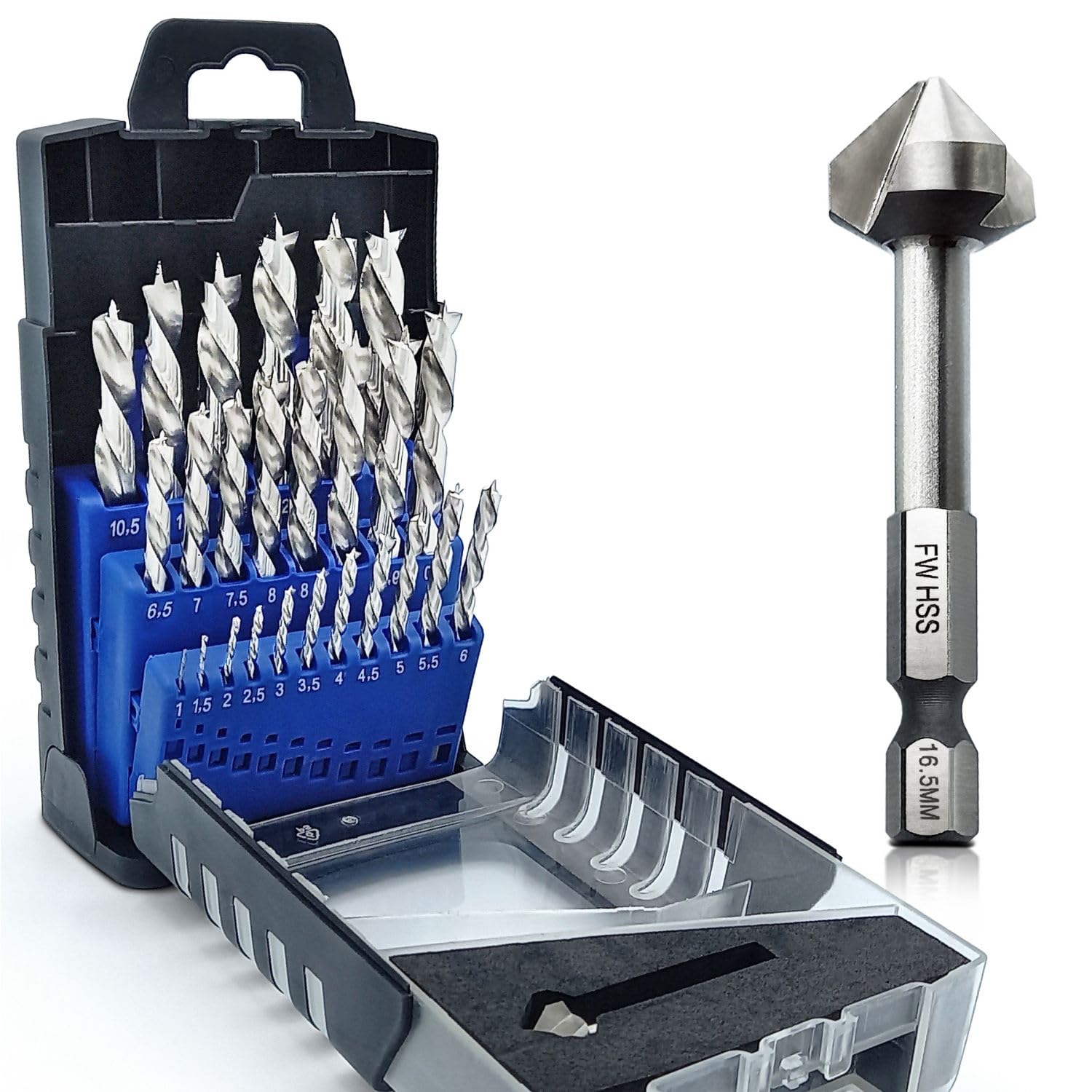 Detalle de Falkenwald Holzbohrer Set 1–13 mm, 26‑teilig