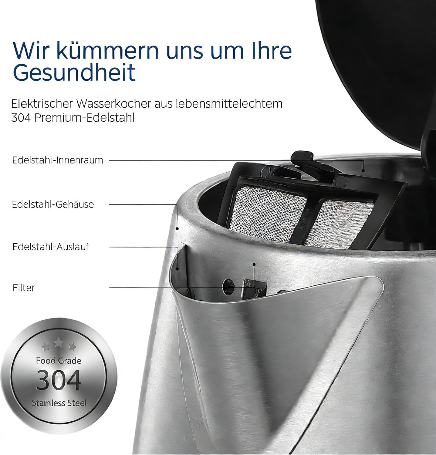 Detalle de Midea MKE17M1ADS Wasserkocher 1,7 L 🍵