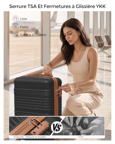 Detalle de COOLIFE Ryanair Valise Cabine 55x35x20 cm et EasyJet Cabine 40x30x20 cm – Bagage de cabine polyvalent
