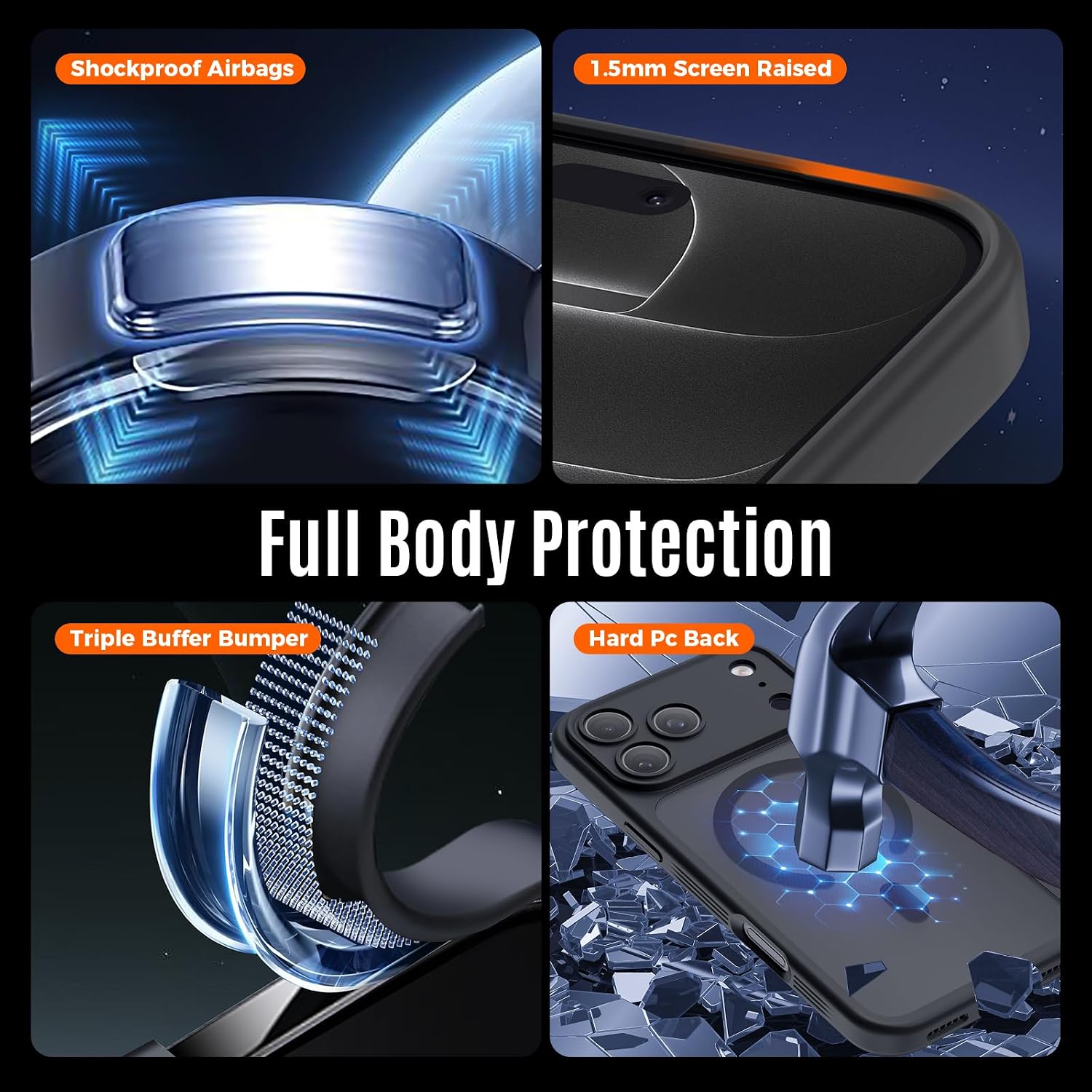 Thumbnail 4 de Symcele Case for iPhone 17 Pro Max with MagSafe — 15 ft Drop Protection, Camera Cover, Matte Translucent Black