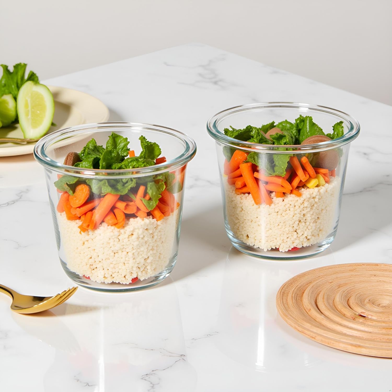 Thumbnail 5 de S.ROKE TTAN 720 ml Rund-Glasbehälter-Set mit Deckeln und Löffeln (12-teilig)