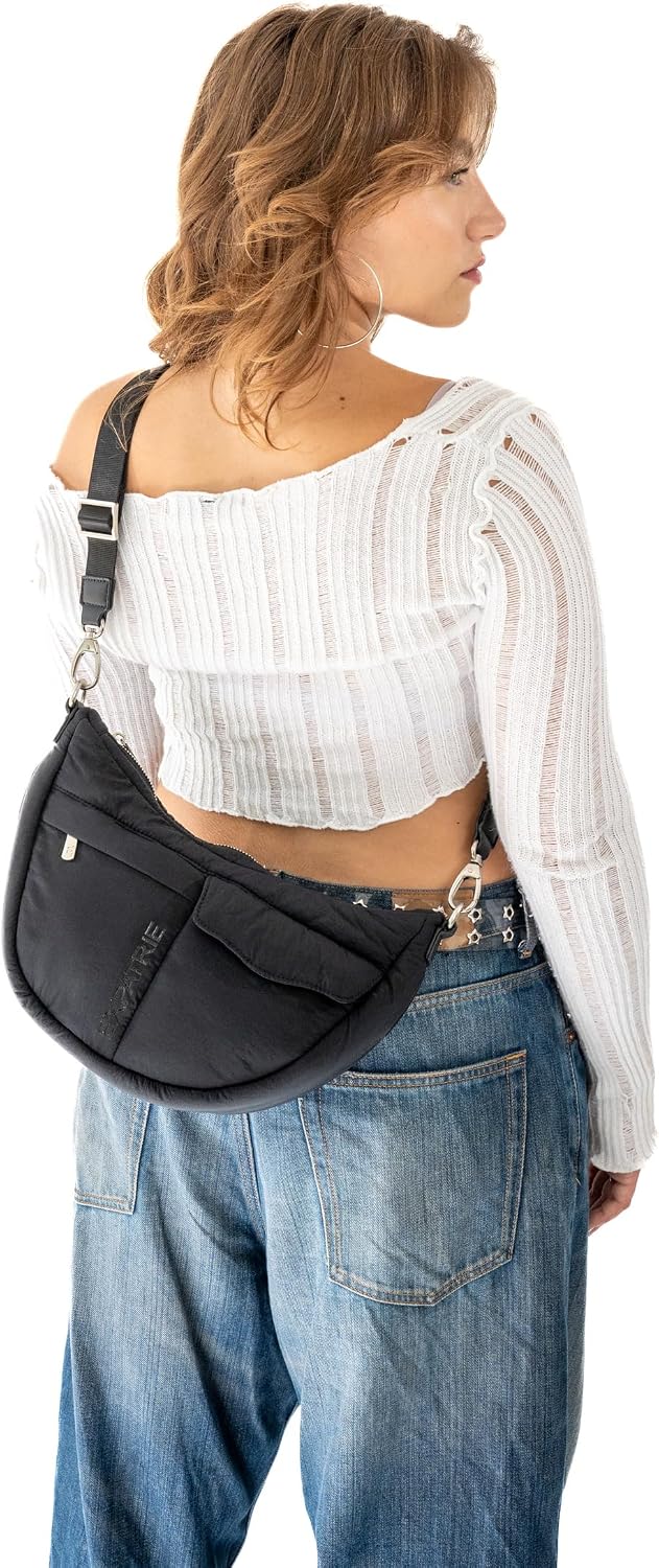 Detalle de Expatrié Vivy Crescent Crossbody Bag femme demi-lune en nylon imperméable