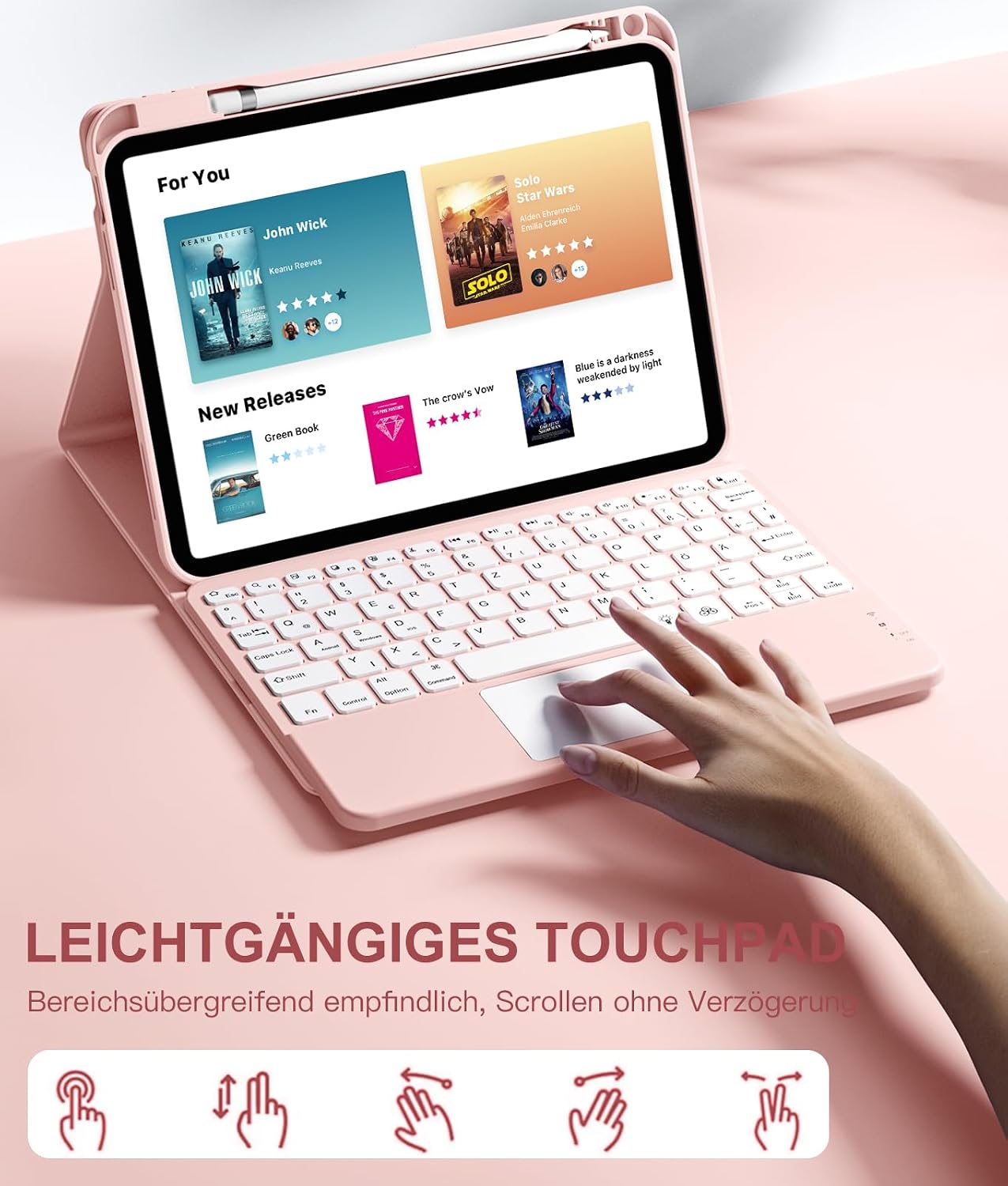 Detalle de Vobafe iPad-Tastatur-Hülle mit Touchpad 420 mAh