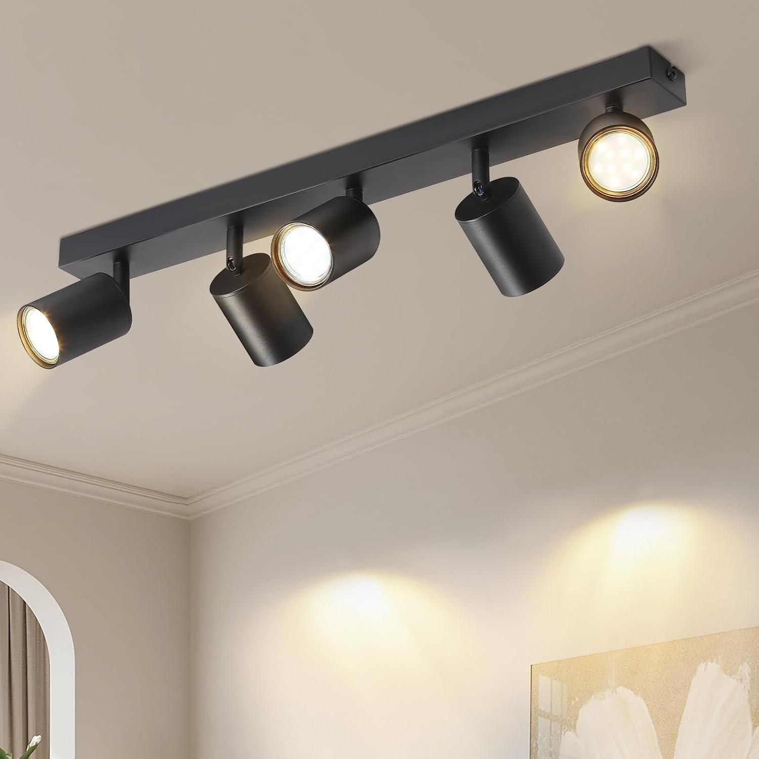Detalle de Lichtmaler SD-H5-ZY plafondlamp met 5 richtbare GU10-spots, zwart