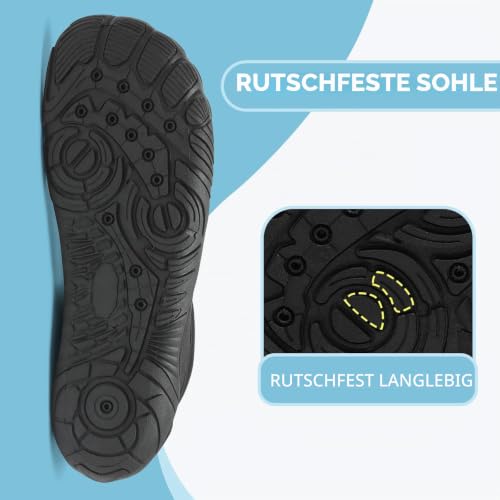 Thumbnail 6 de Mishansha Herren Badeschuhe Barfuß Wasserschuhe Mattschwarz Gr.46 – Alltagstaugliche Schutzschicht beim Wassersport