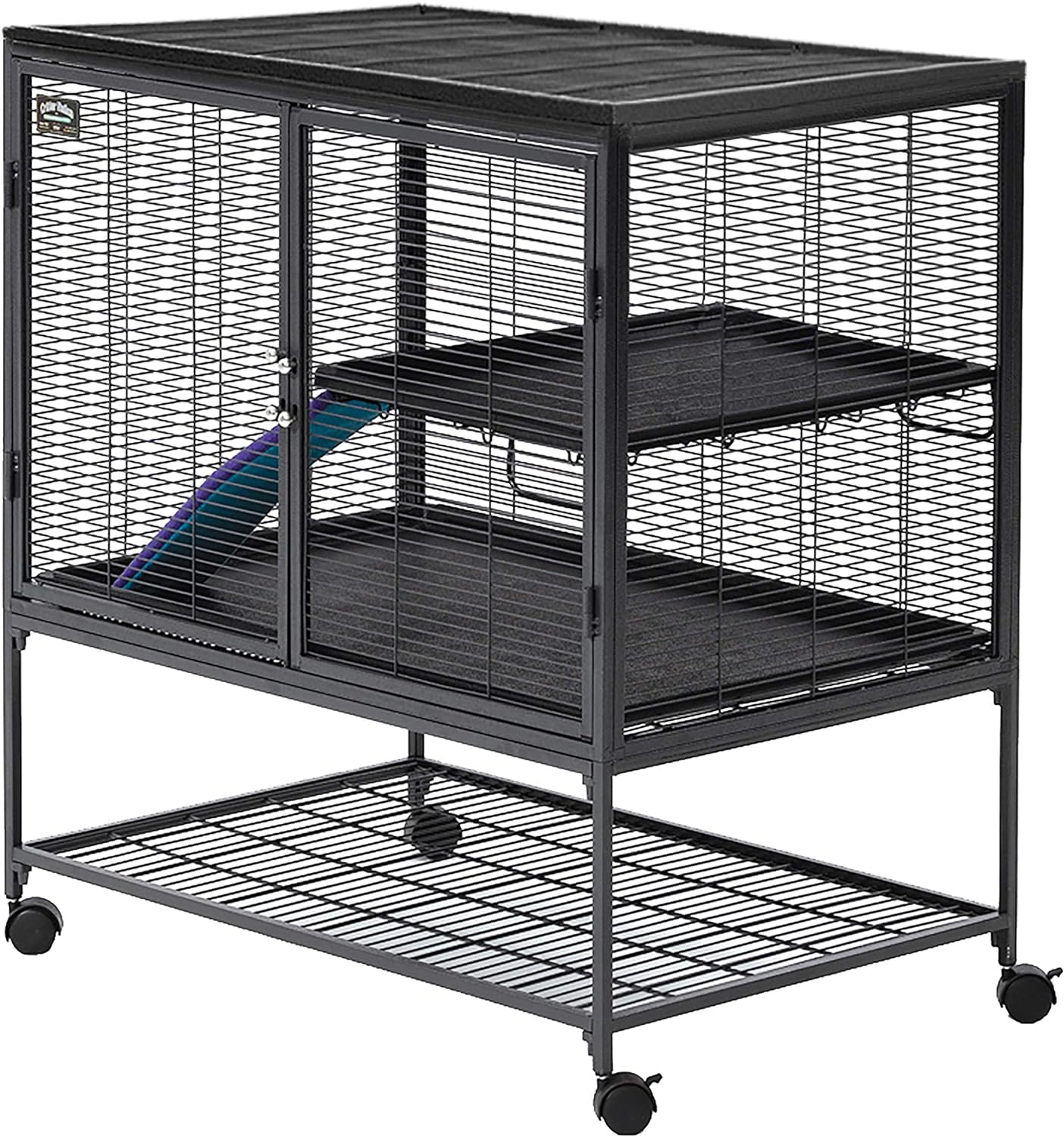 MidWest Homes for Pets Critter Nation Single Unit Small Animal Cage (2 tiers) with pan, shelf, ramp & cover