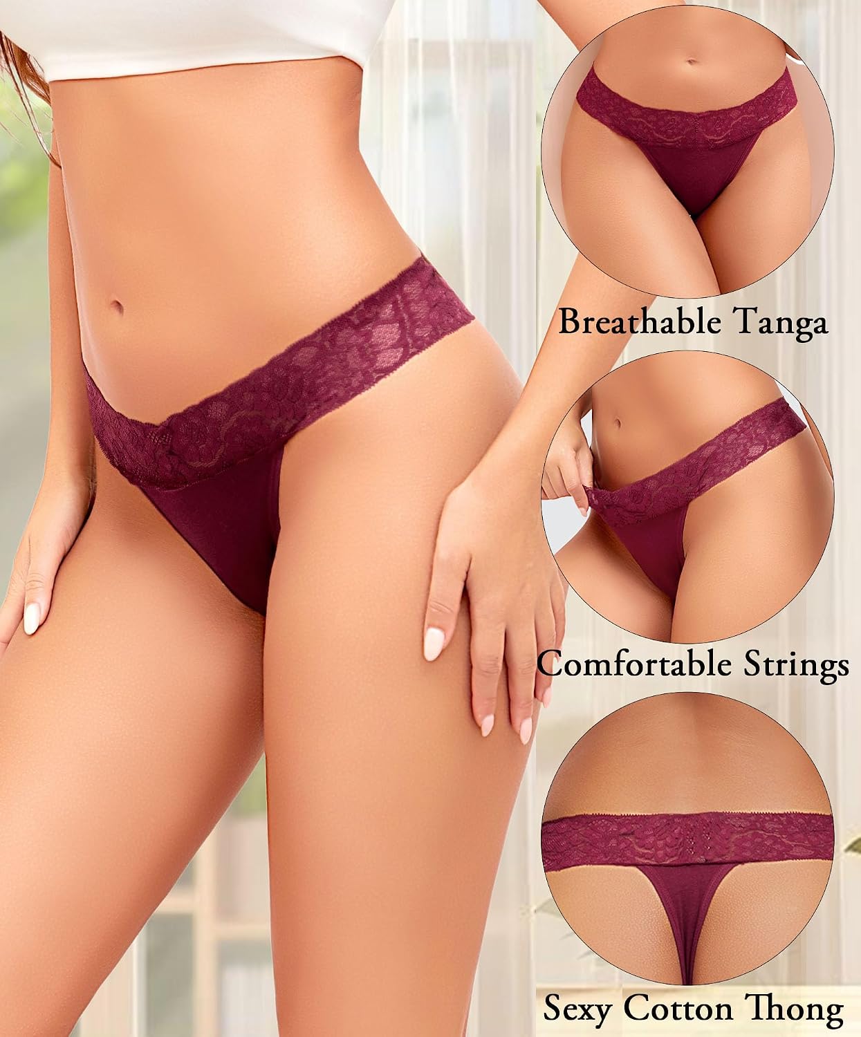 Thumbnail 2 de READY TO LOVE Tanga Damen Unterhosen Baumwolle 6er Pack