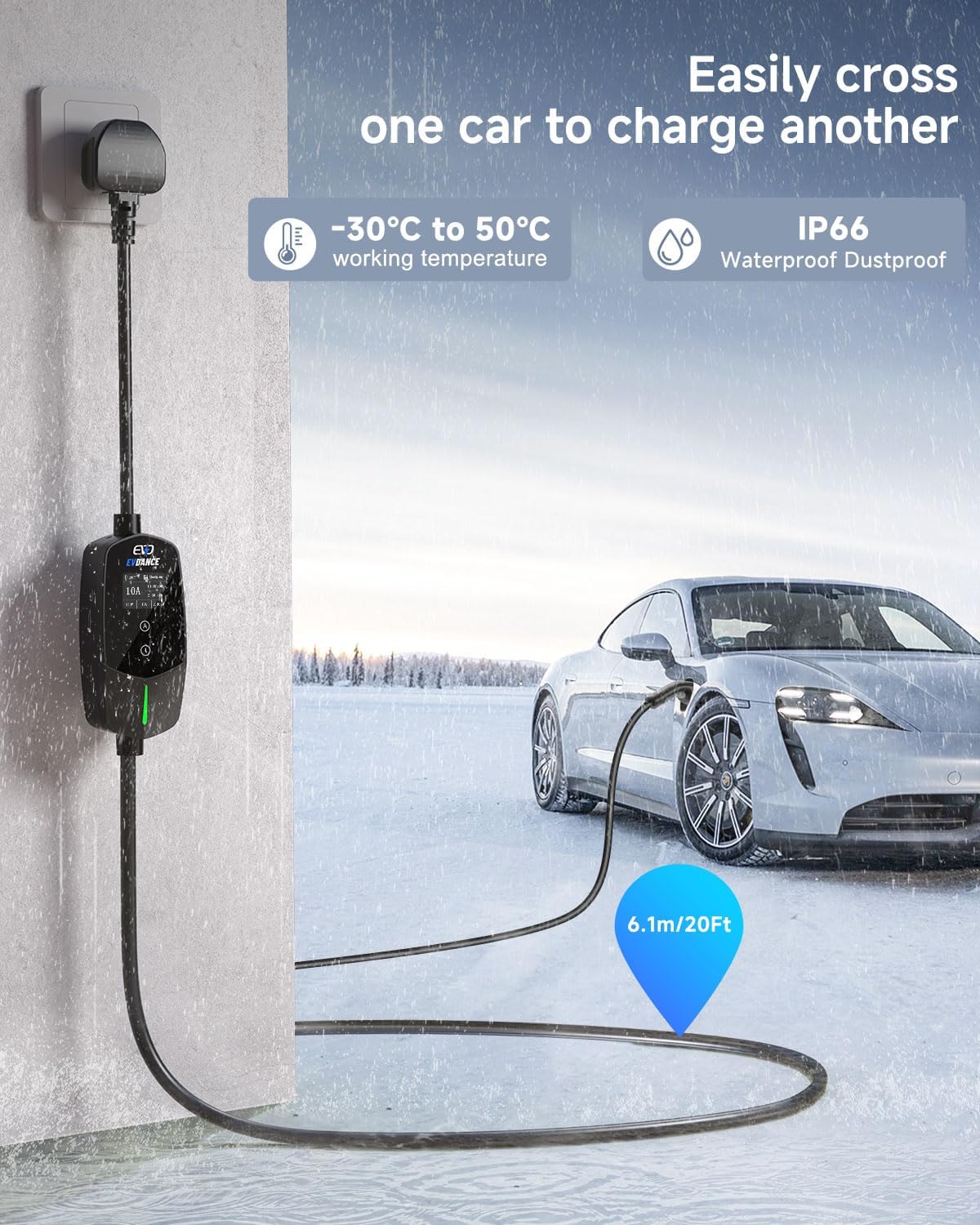 Detalle de EVDANCE EV charging cable 10m Type 2