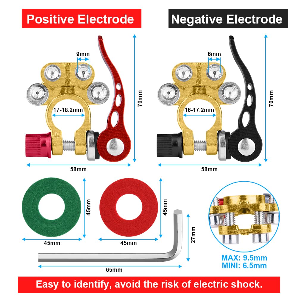 Detalle de URAQT Terminali di Batteria – Terminali in Ottone SAE/JIS A, 4 vie per 12V/24V