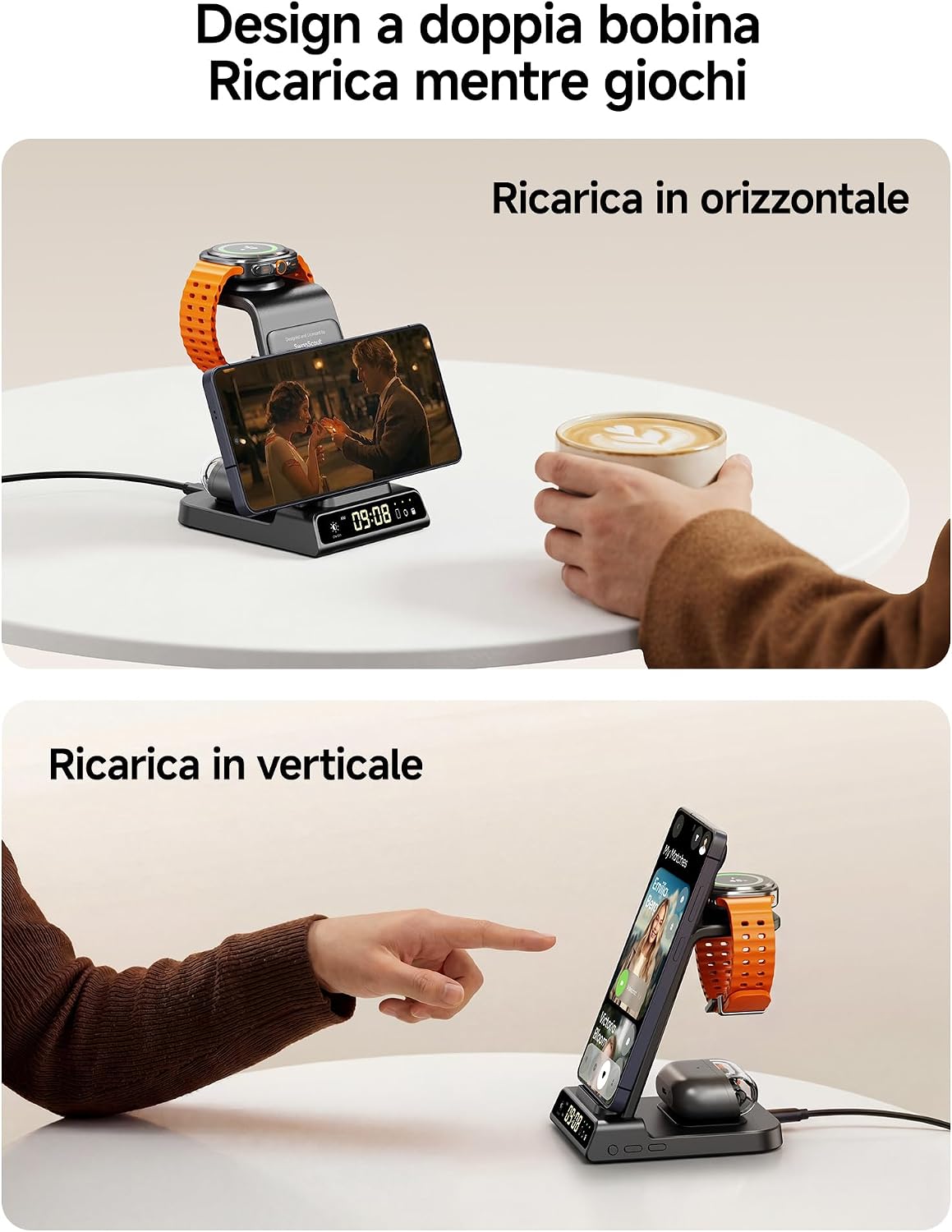 Thumbnail 3 de Caricabatterie wireless 3‑in‑1 per Samsung S25 Ultra