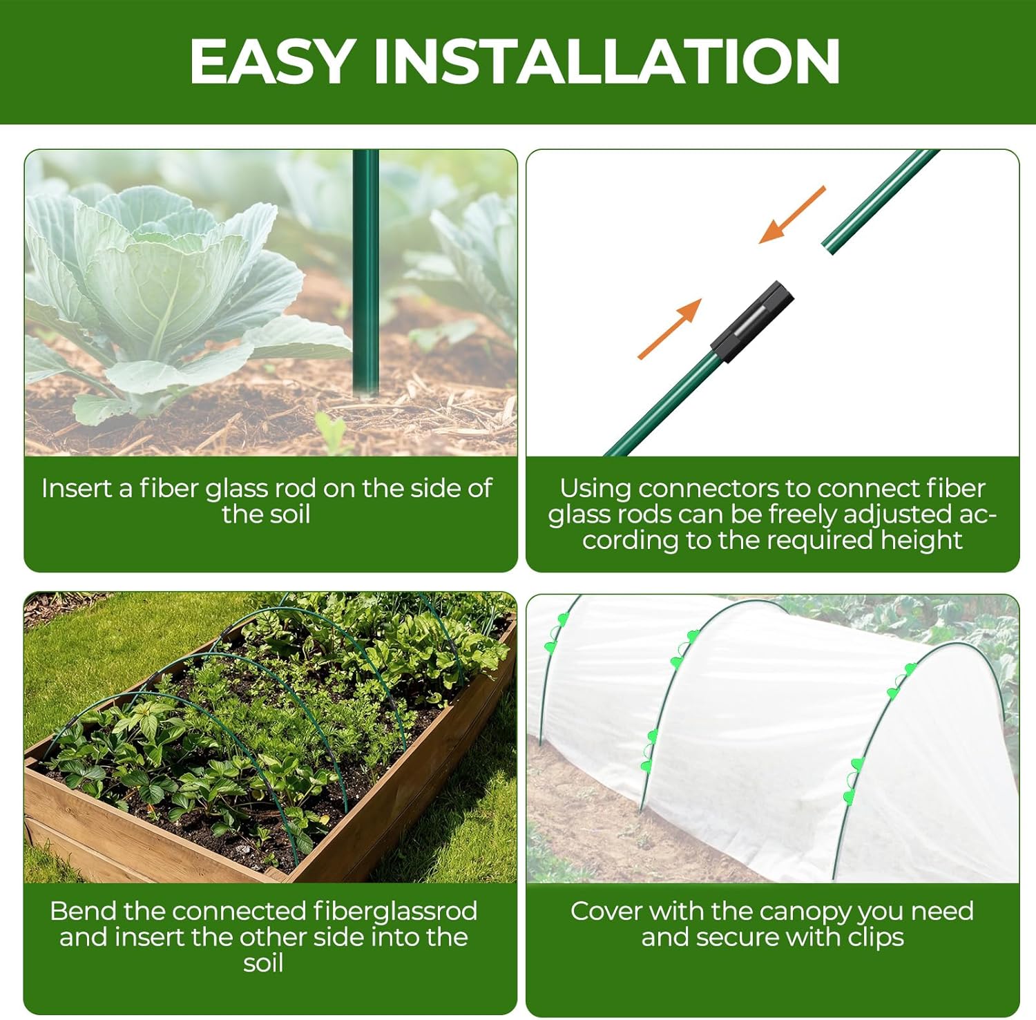 Thumbnail 5 de 60 Pièces Arceau Tunnel de Forçage MQHUAYU — Kit DIY pour Serre de Jardin