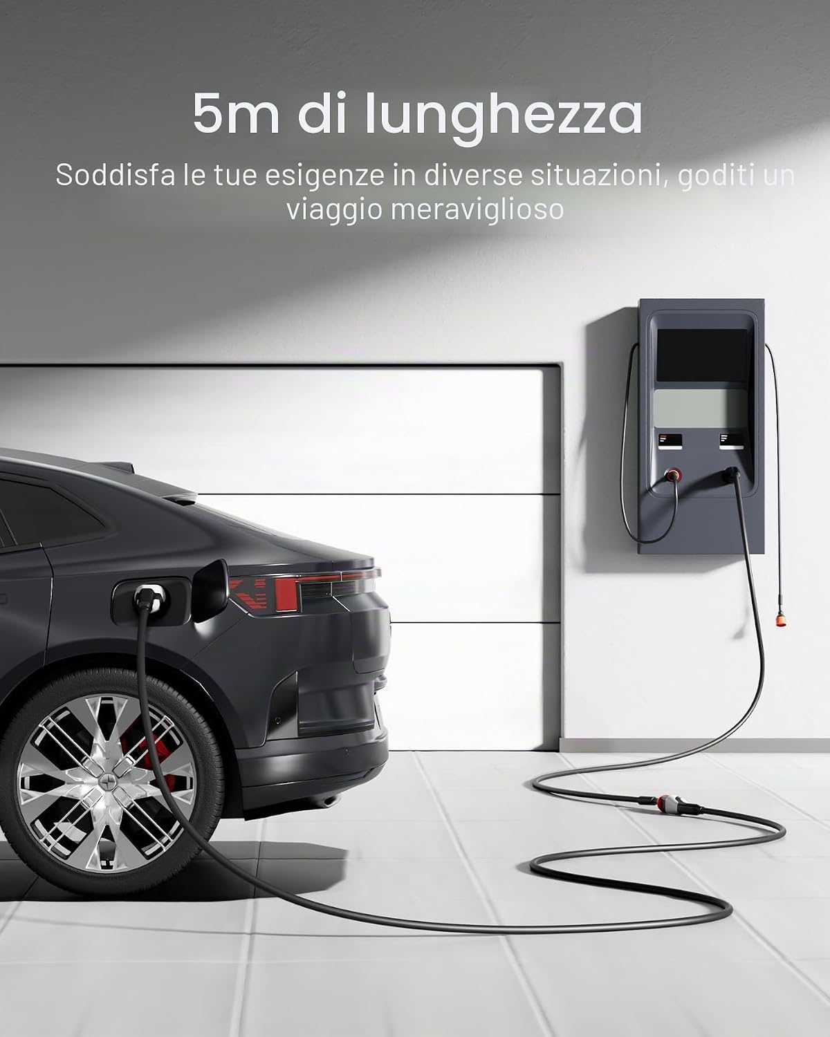 Detalle 2 de Tomons Cavo di Ricarica Rapida da Tipo 2 a Tipo 2, 11 kW / 5 m – Compatibile con Veicoli Elettrici e PHEV (IP55, TPU ignifugo)