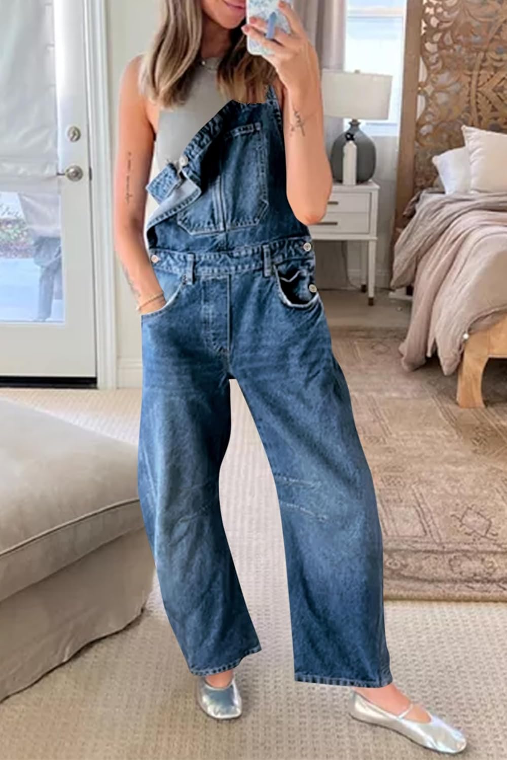 Thumbnail 5 de PLNOTME Denim Bib Overalls Barrel Leg