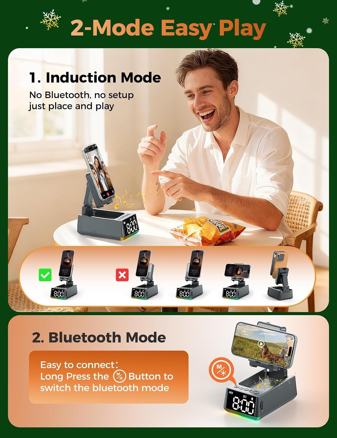 Detalle 2 de BBL Bluetooth Speaker Phone Stand (White) — induction cell phone stand with louder, clearer audio