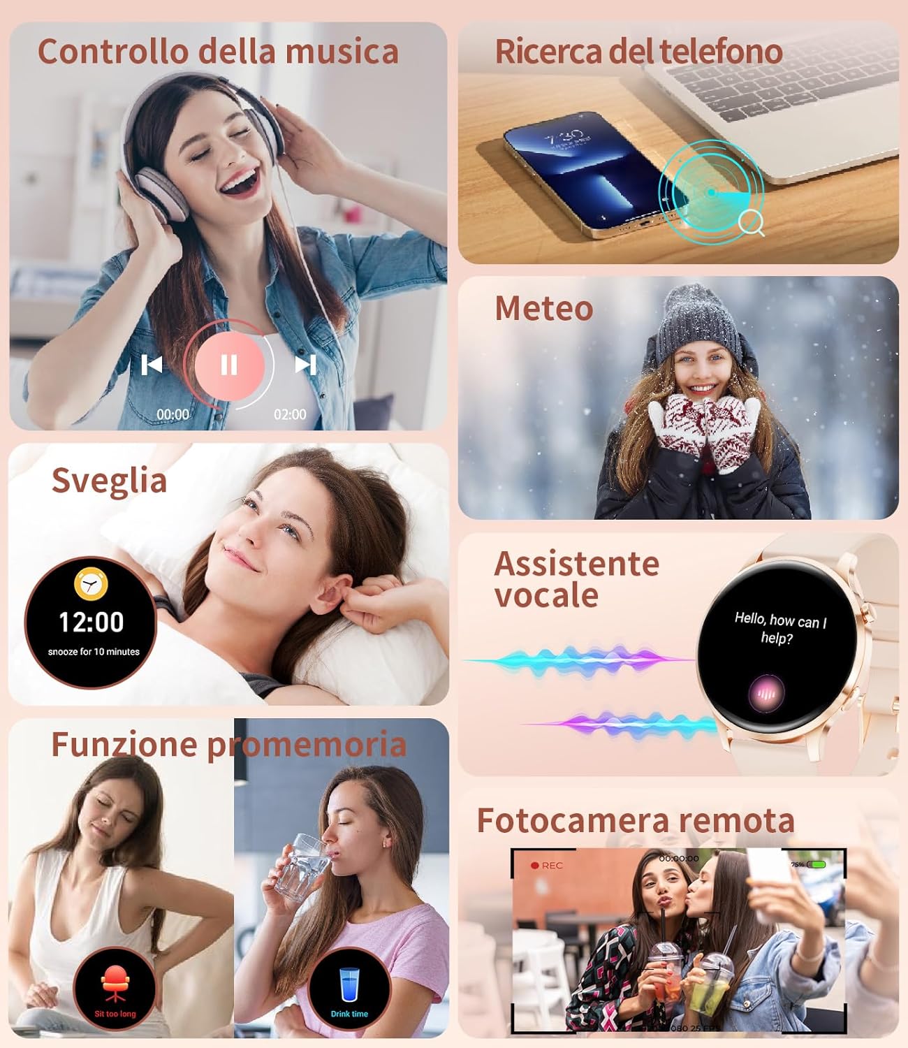 Detalle de LIGE Smartwatch Donna 7,9 mm ultrafino con display AMOLED da 1,32" - Oro Rosa