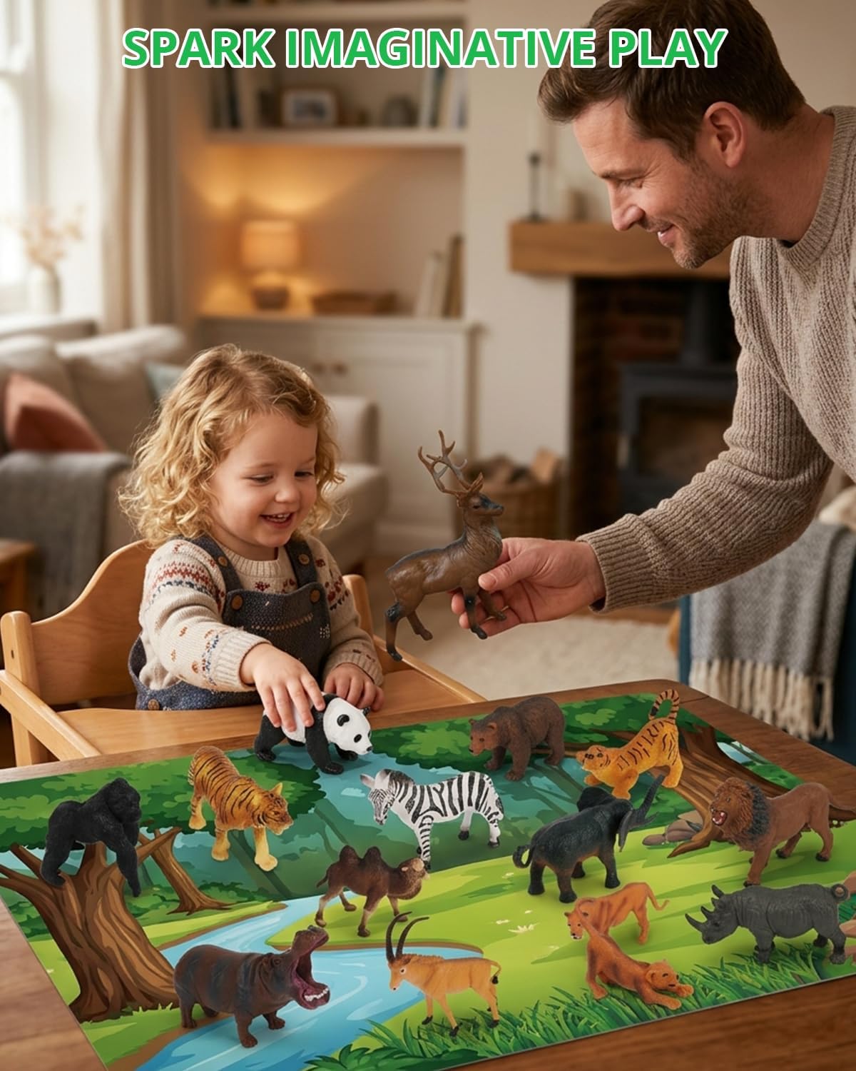 Detalle de Tudoccy Safari Animal Figures, 23-Piece Set
