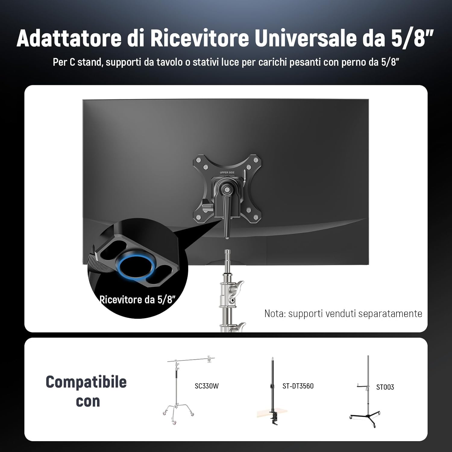 Thumbnail 4 de NEEWER Adattatore supporto monitor VESA MA016 con rilascio rapido tipo Arca, testa a sfera 360° e vite 5/8