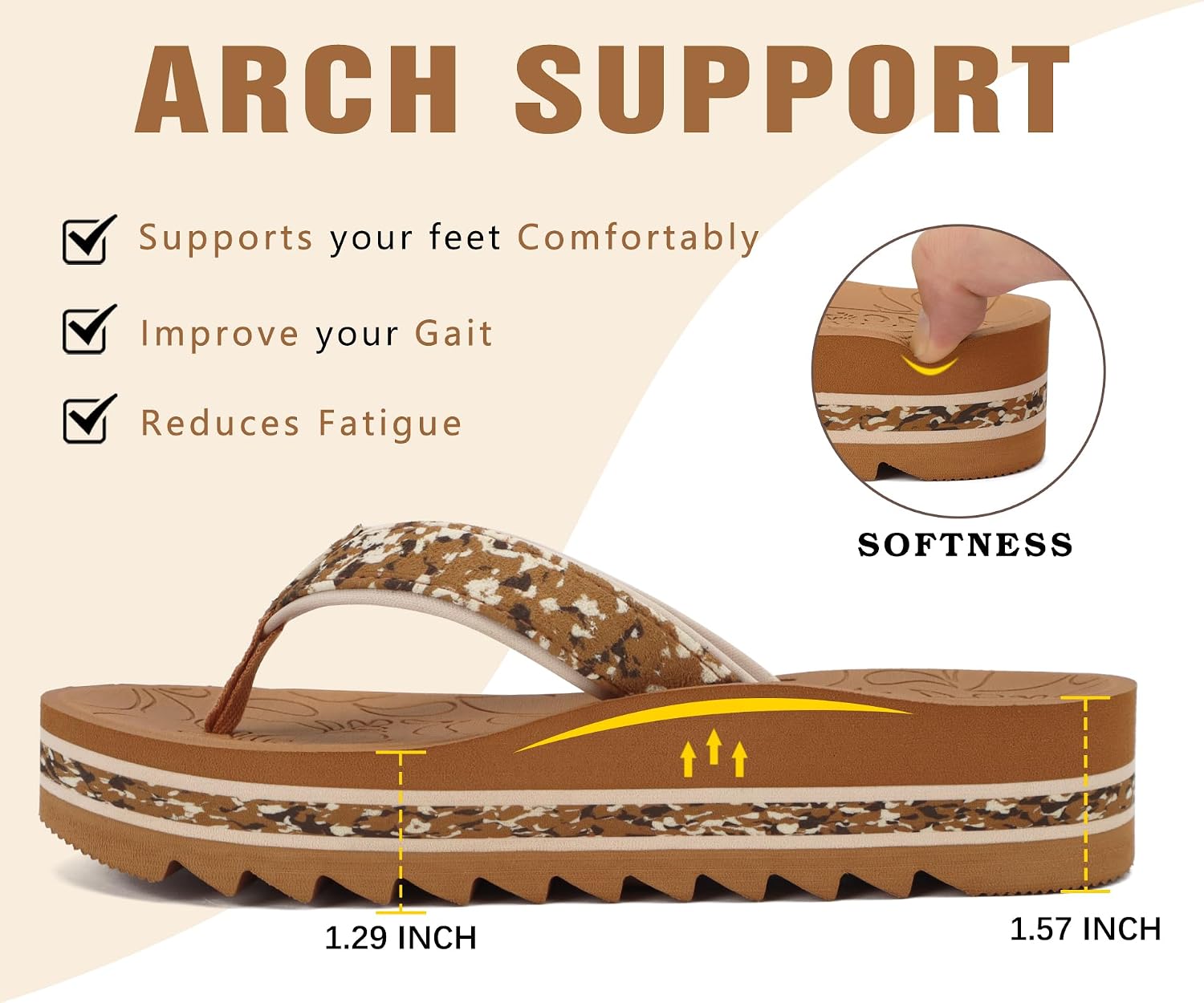 Thumbnail 2 de ONCAI Women's Flip Flops: Fashion Platform Wedge Sandals for Summer Comfort