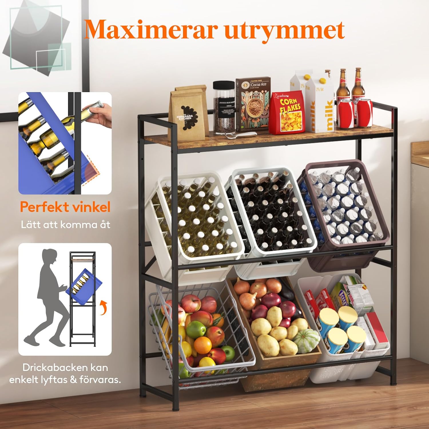 Detalle 2 de Lifewit 24187 dryckesställ för 6 backar med plats för 144 flaskor