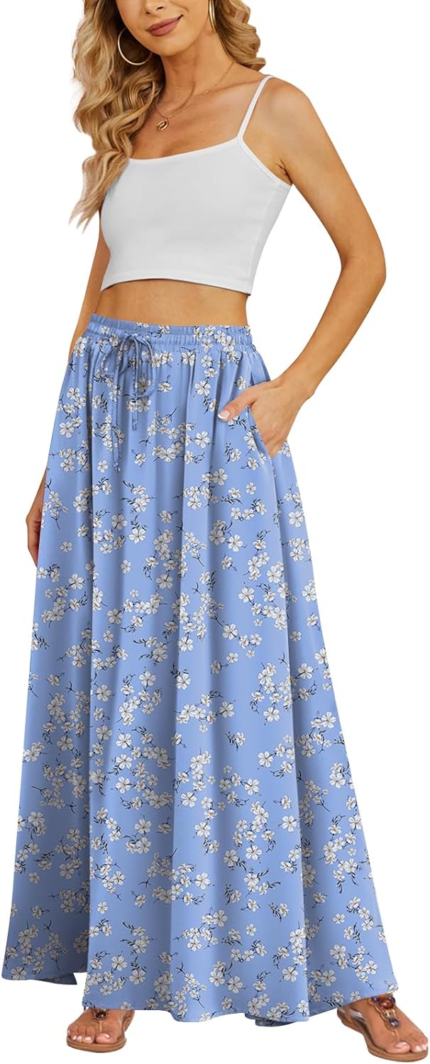 Thumbnail 6 de Yincro Women's Flowy Maxi Skirt with Pleats, High Waisted, Pockets – Casual to Dressy Summer Essential