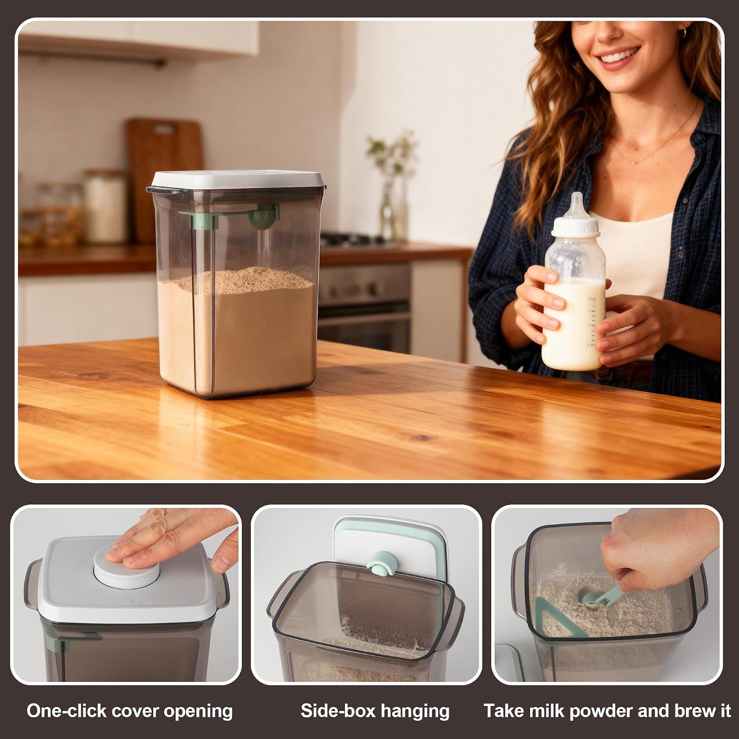 Thumbnail 2 de DUBUOZA Milchpulver Aufbewahrungsbox 2300 ml – mit integriertem Löffel, BPA-frei, Weithalsöffnung 11 cm