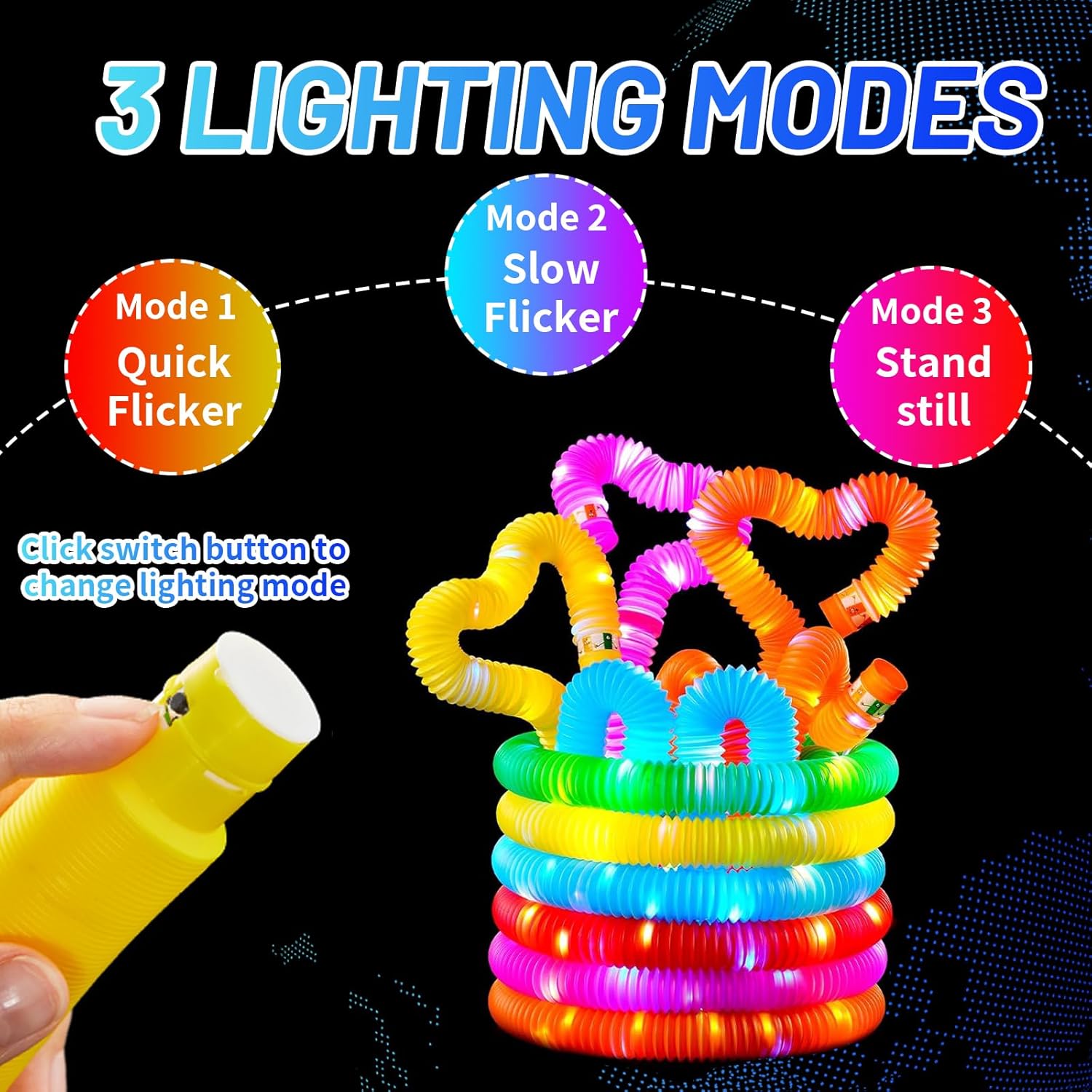 Detalle de 12 PCS Light Up Pop Tubes: LED Sensory Fidget Toys for Kids